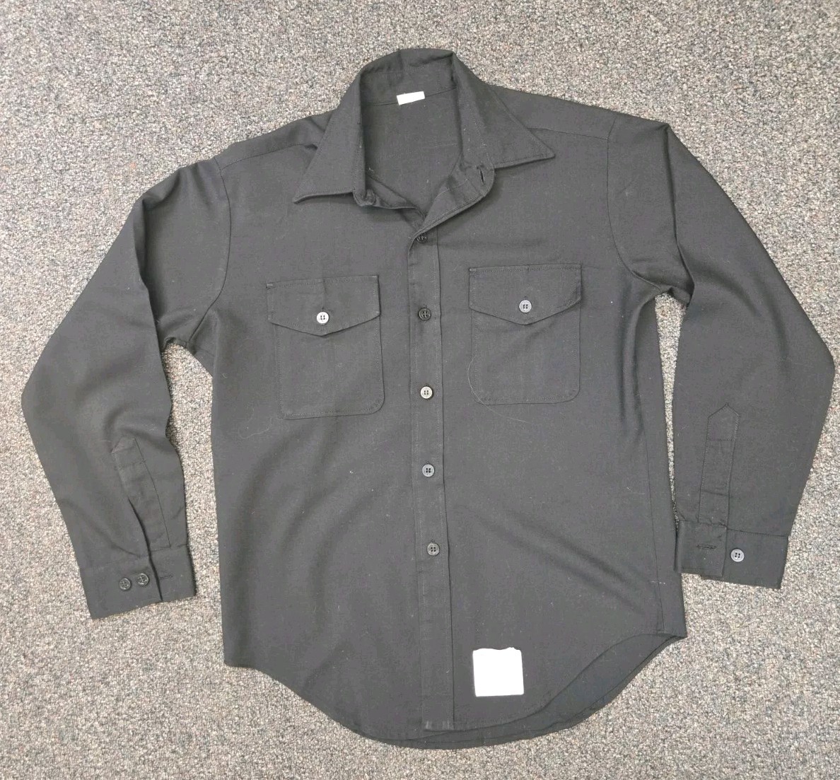 VTG '83 US Navy Black Dress Shirt High Military Quality 16 x 34 (Size L)