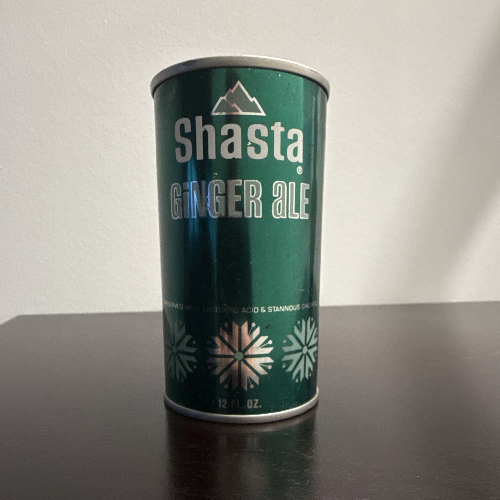 Shasta Ginger Ale 12 fl oz Soda Can Steel Pull Tab Green Silver