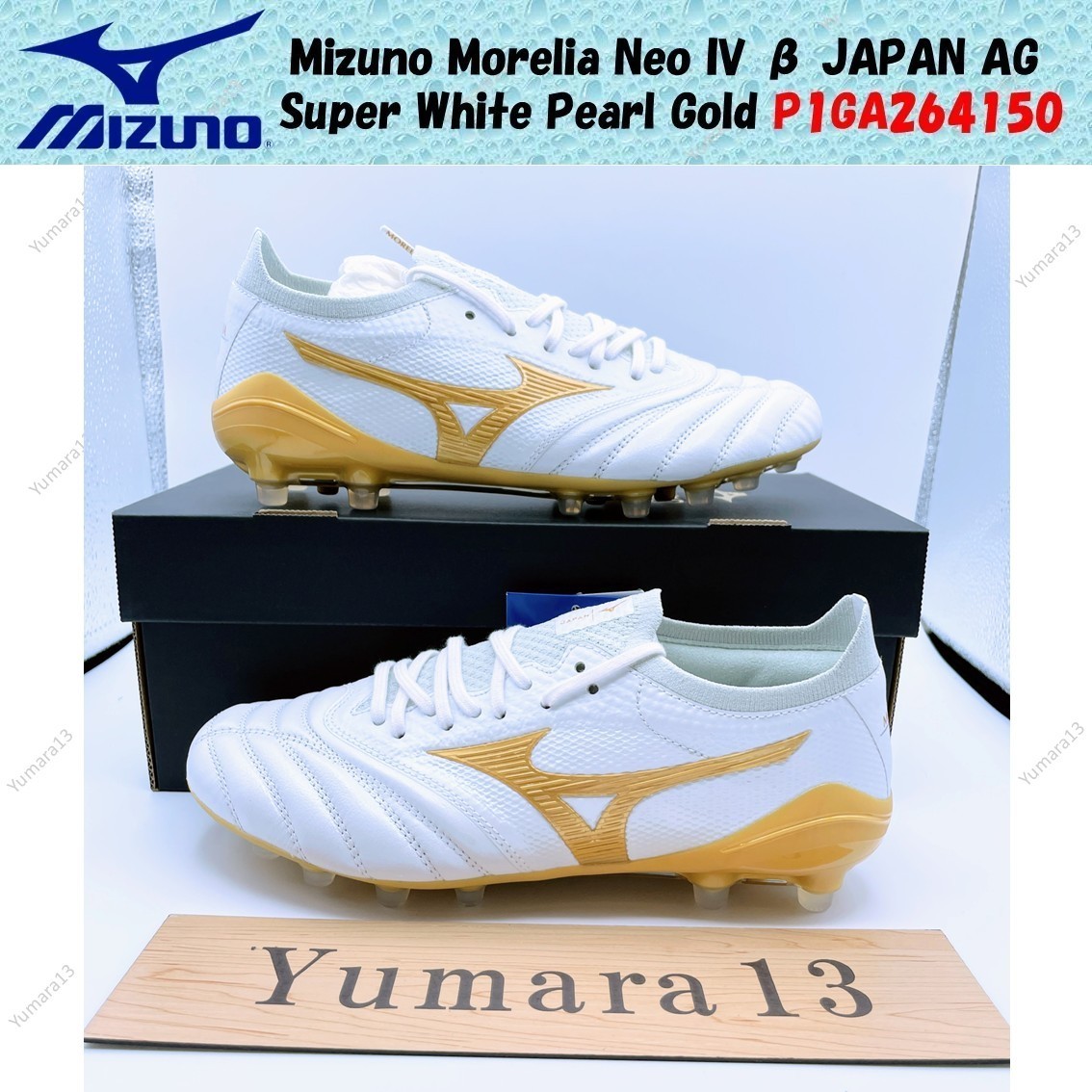 Mizuno Morelia Neo IV β JAPAN AG Super White Pearl Gold P1GA264150 Men's Size