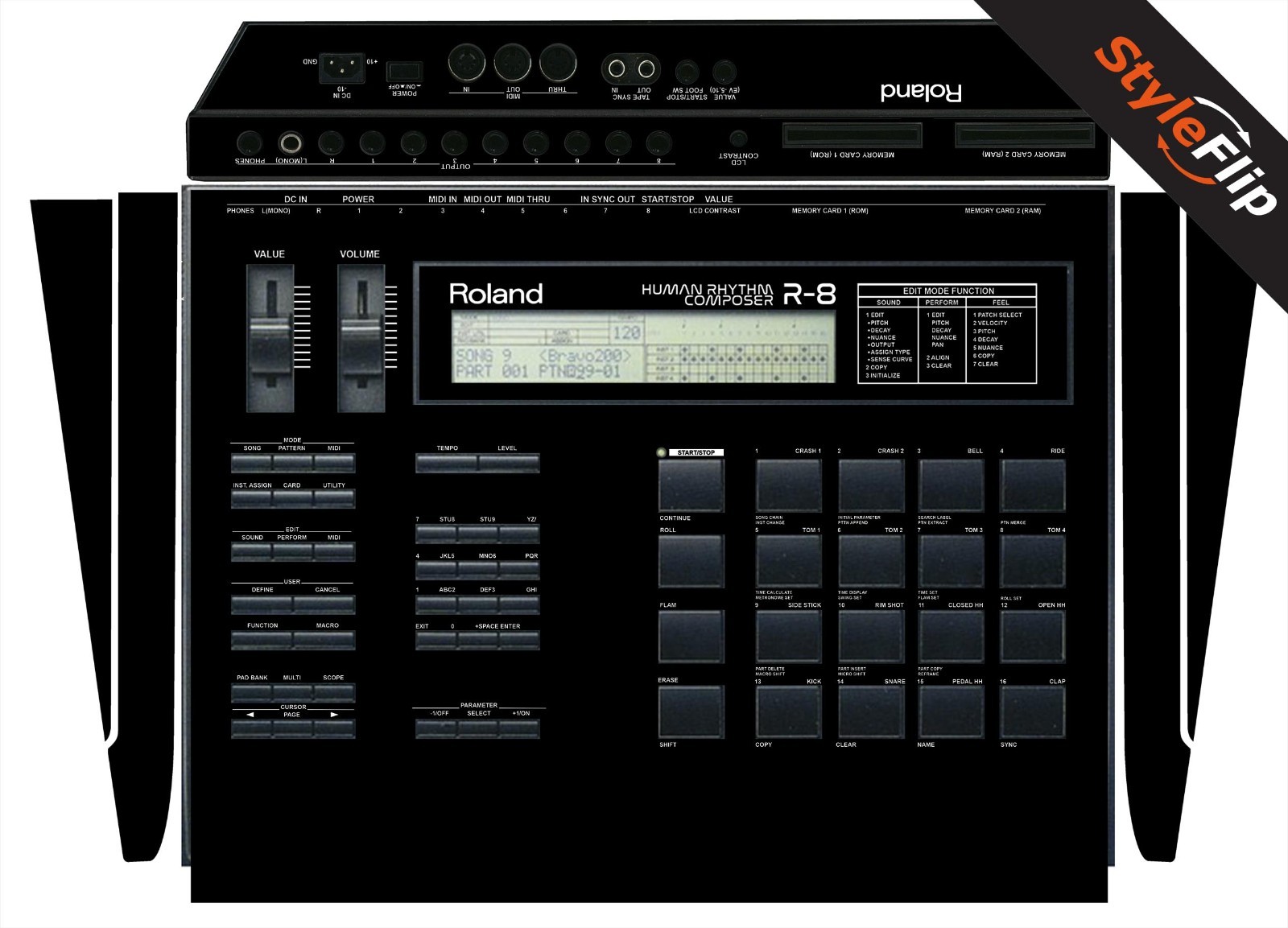 Roland R-8 MK1 Skin | Black | Protective Decal | StyleFlip