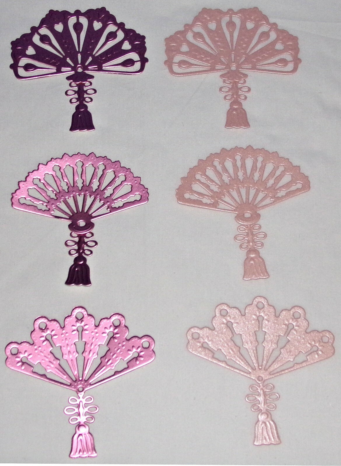 Fan Die Cuts Pink Matt & Pearl Metallic Cardstock New Handmade Free Shipping