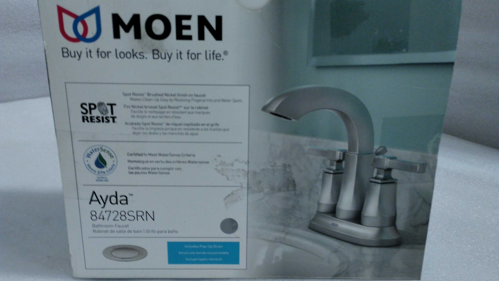 MOEN Ayda 4 in. Centerset 2-Handle Bathroom Faucet in Spot Resist Nickel