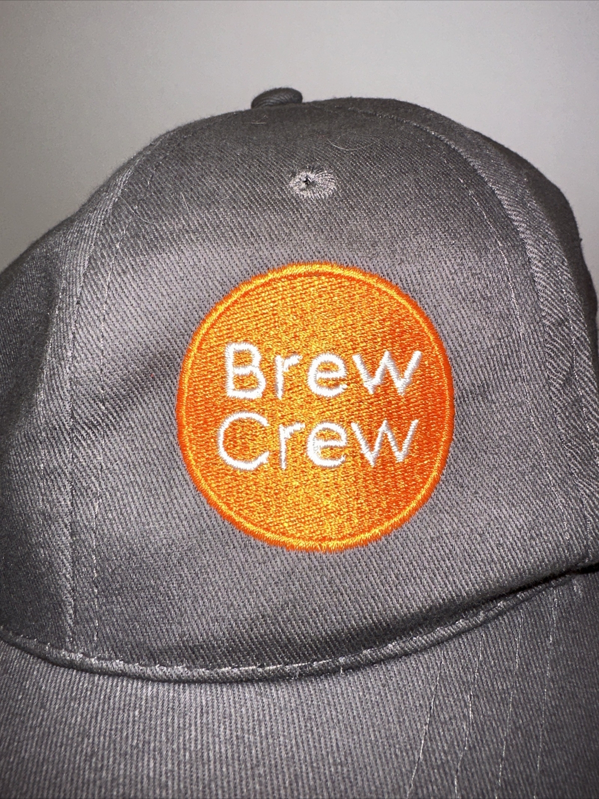 Biggby Brew Crew Orange Logo on Gray Hat Cap Hook Loop Cap America