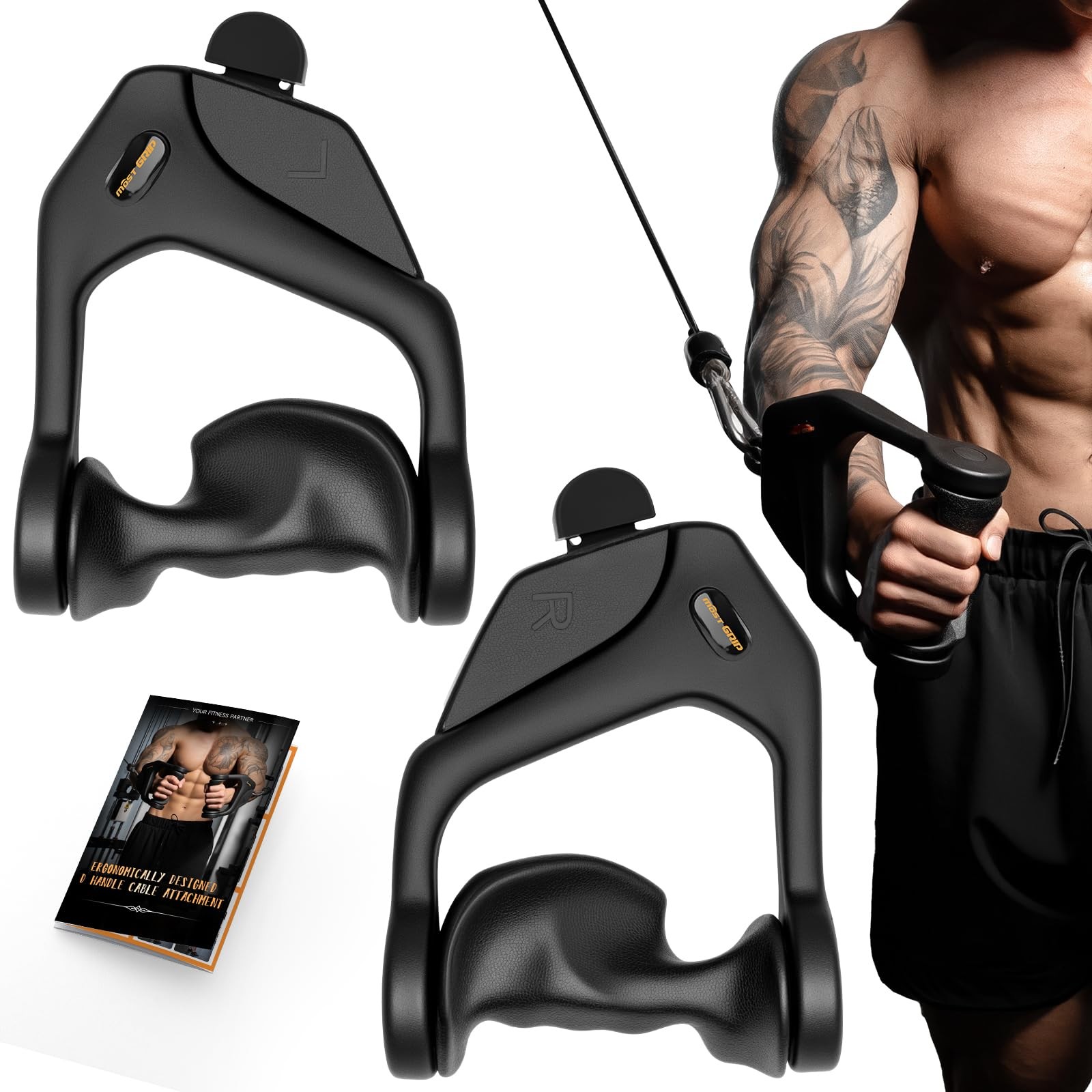 Ergonomic NonSlip D Handle Cable Attachment Machine LAT Pulldown Gym 600LBS