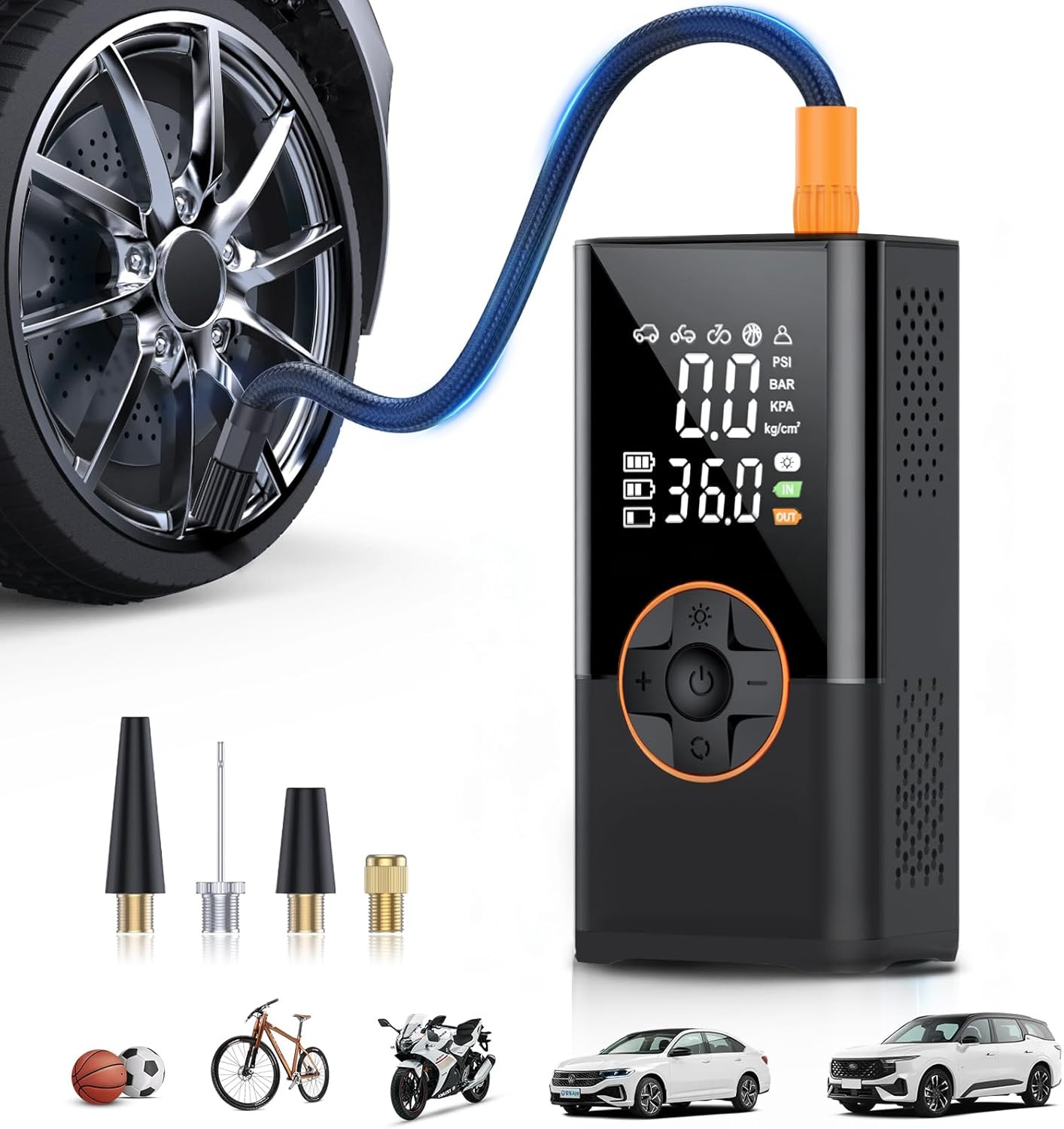 Tire Inflator Portable Air Compressor, 150 PSI Air Compressor with Digital Press