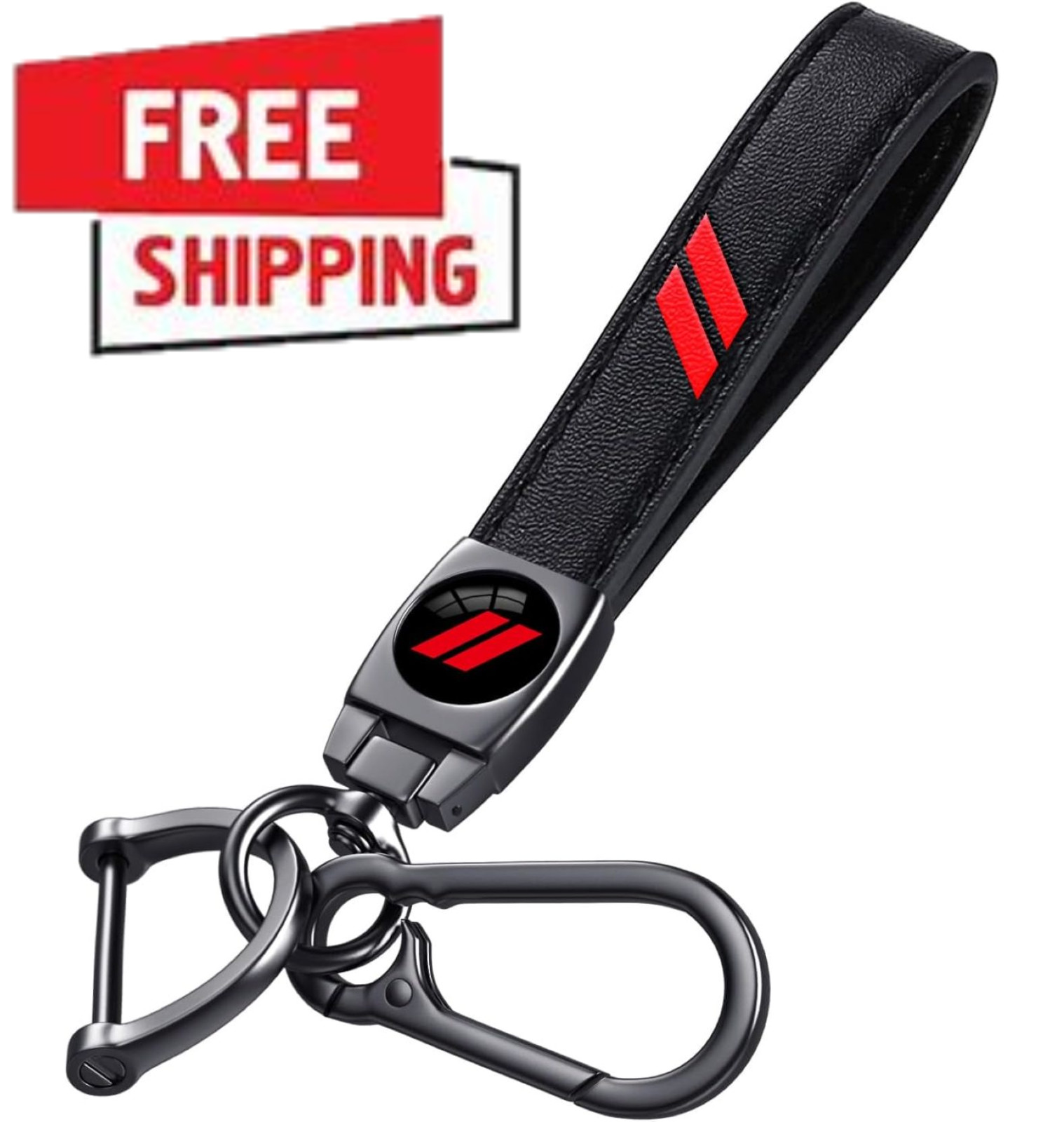 Genuine Leather Keychain Key Fob Holder for Dodge Car Truck SUV Accessories