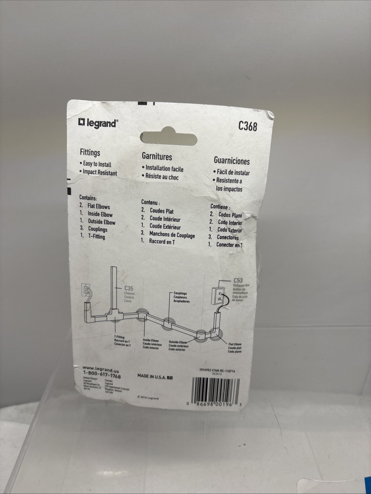 10 PC TOTAL Legrand Self-Adhesive Fitting Pack Plastic White C368 + NMW6 B10