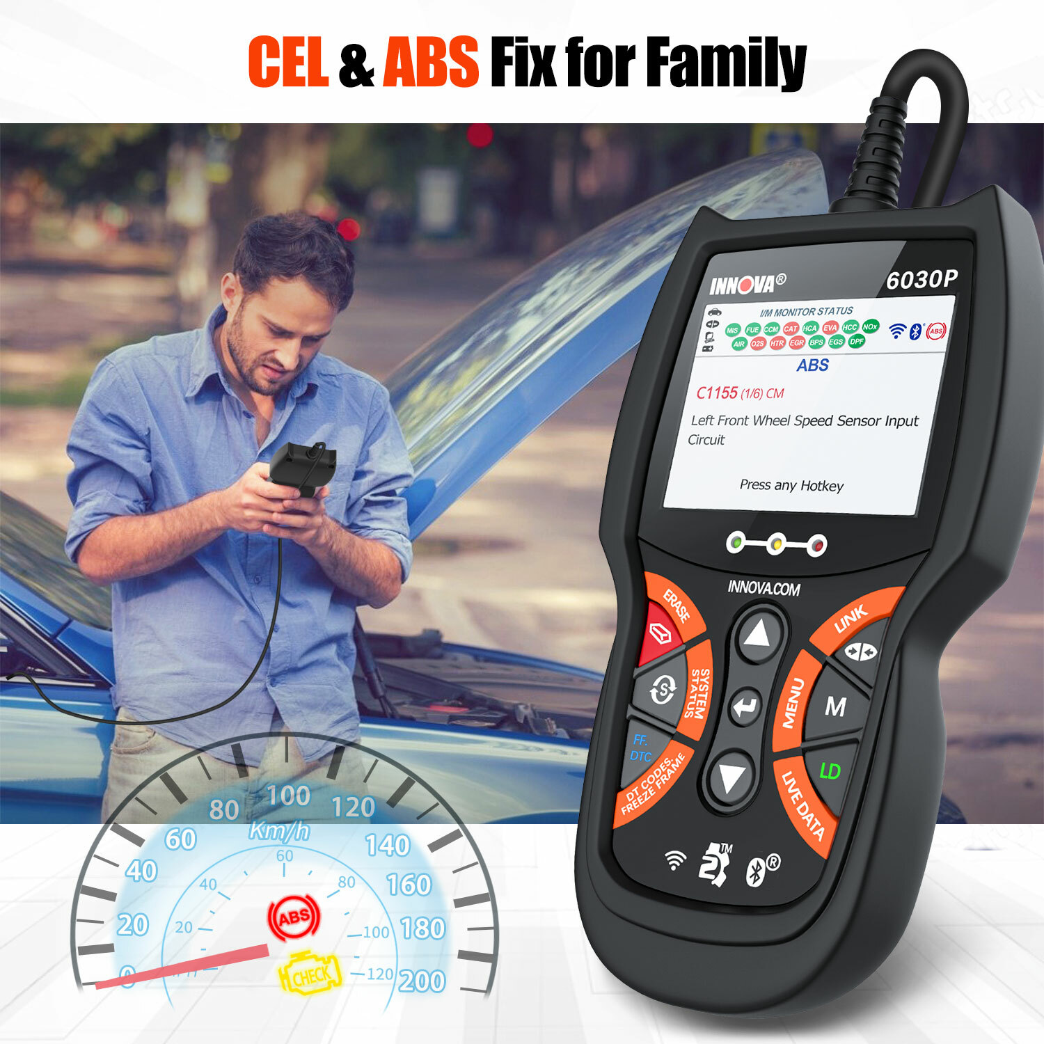INNOVA 6030P OBD2 Scanner Code Reader Engine ABS Battery Check Diagnostic Tool