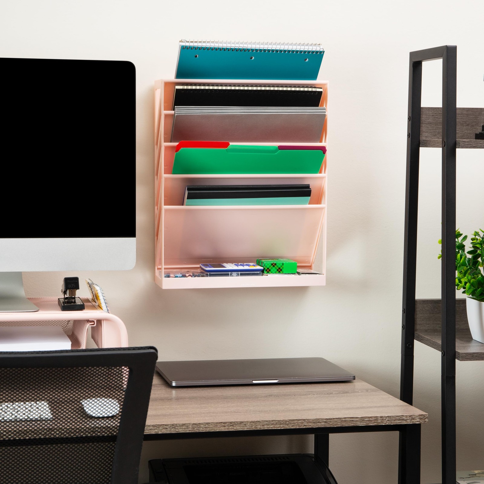 5-Tier Vertical File Storage Desktop Organizer Wall Mount Office Plastic 13" ...