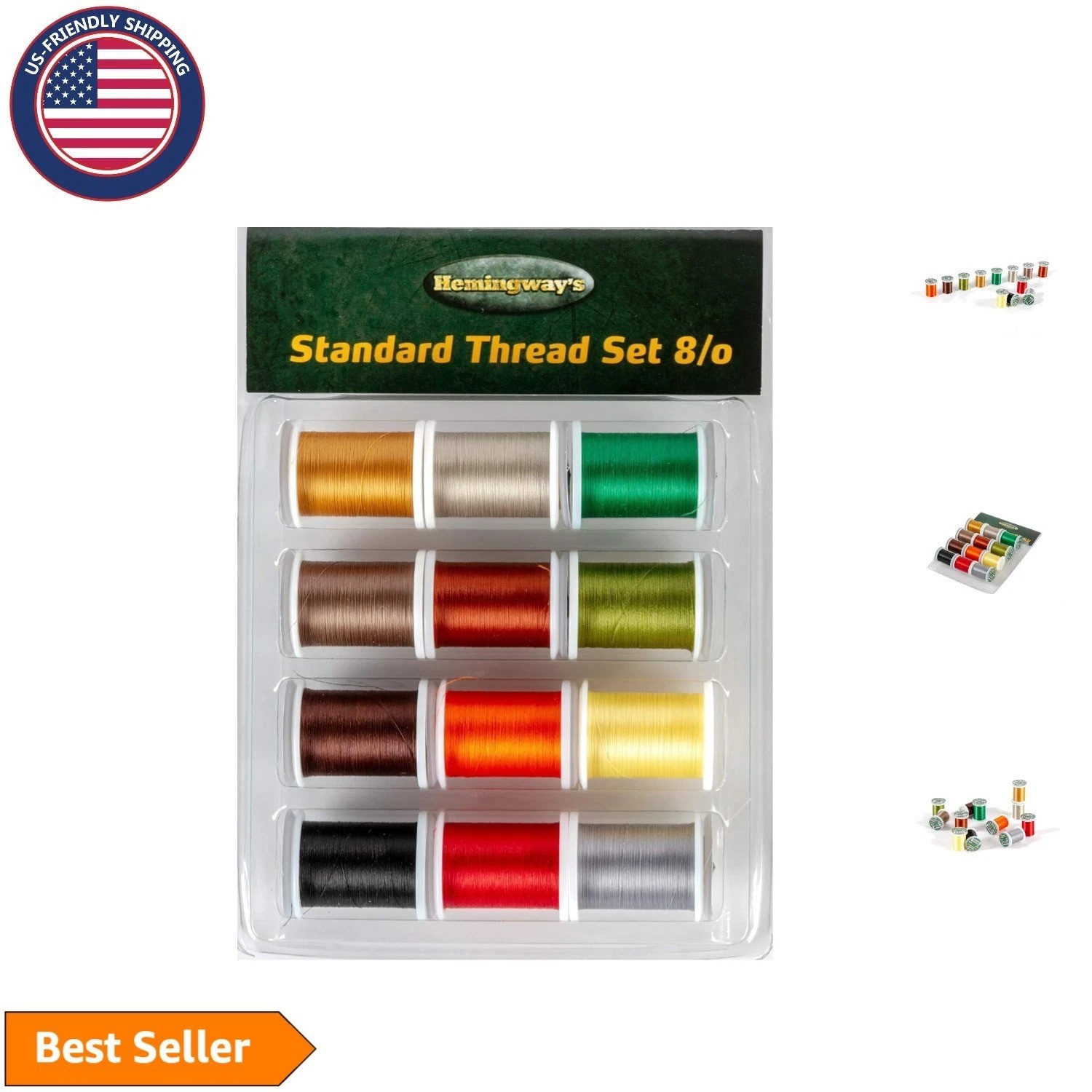 8/0 Polyester Fly Tying Thread Set - 12 Spools in Assorted Colors for Creatives