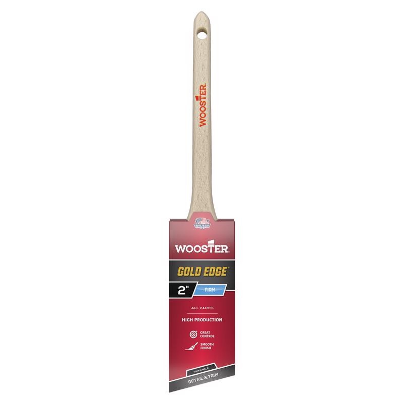 Wooster 5234-2 Gold Edge Wood Handle Thin Brown China Angle Paint Brush 2 W in.