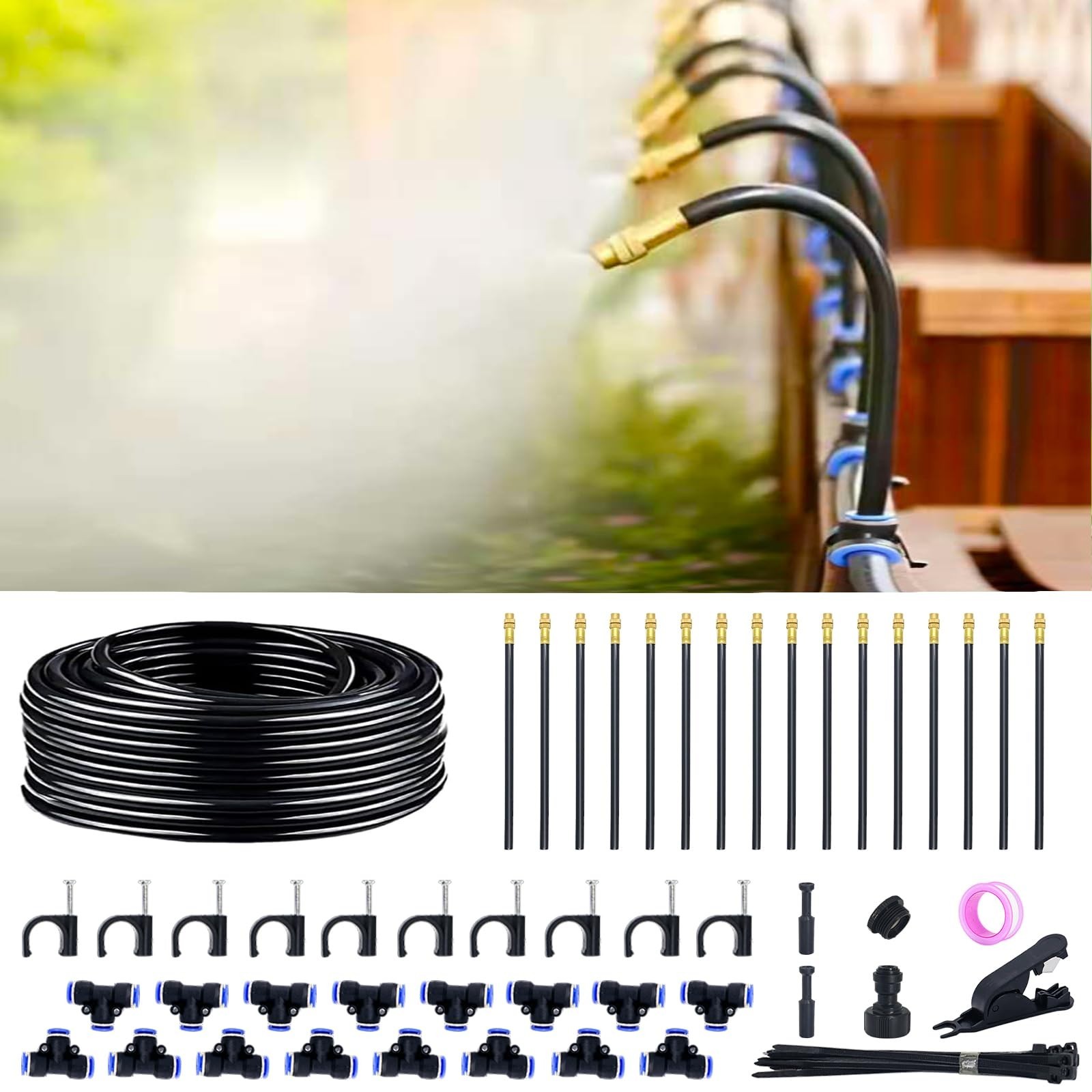 50 FT 360° Adjustable Drip Irrigation System - Automatic Garden Watering, 16 Noz