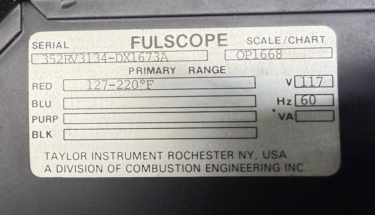2- Taylor Instrument Temperature Chart Recorders 110v-ac