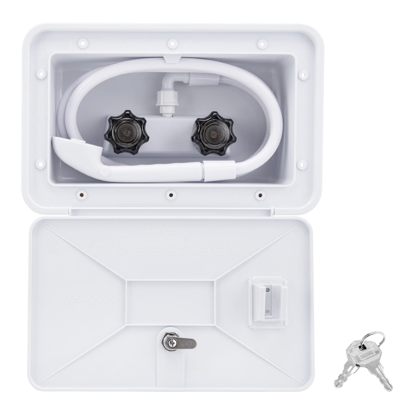 Rv Outside Shower, Camper Outdoor Shower Kit, Rv Exterior Faucet Box with Hea...