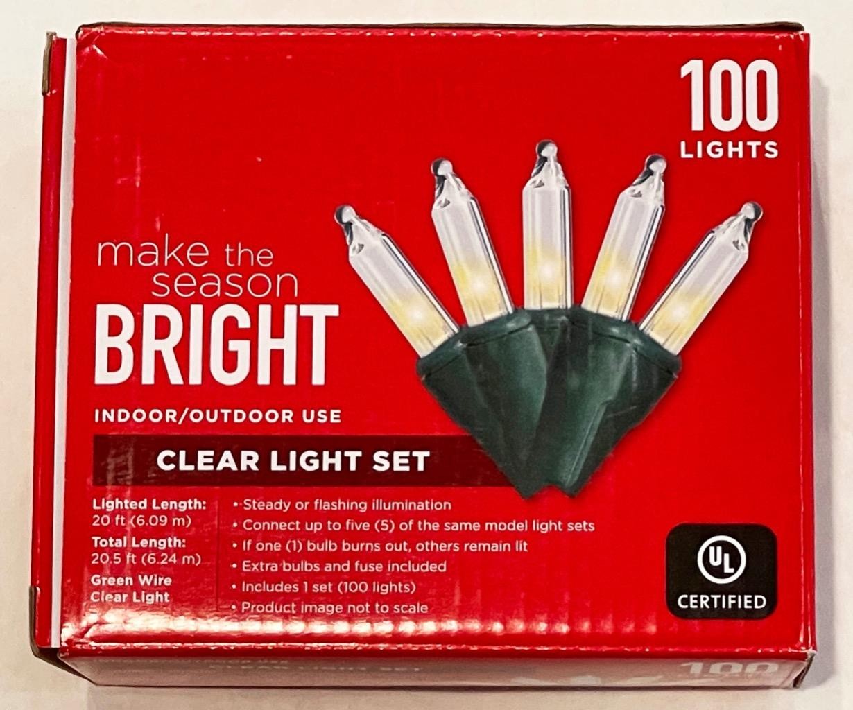 New Walgreens Christmas Lights 20 Ft String 100 Ct Clear Indoor Outdoor Style