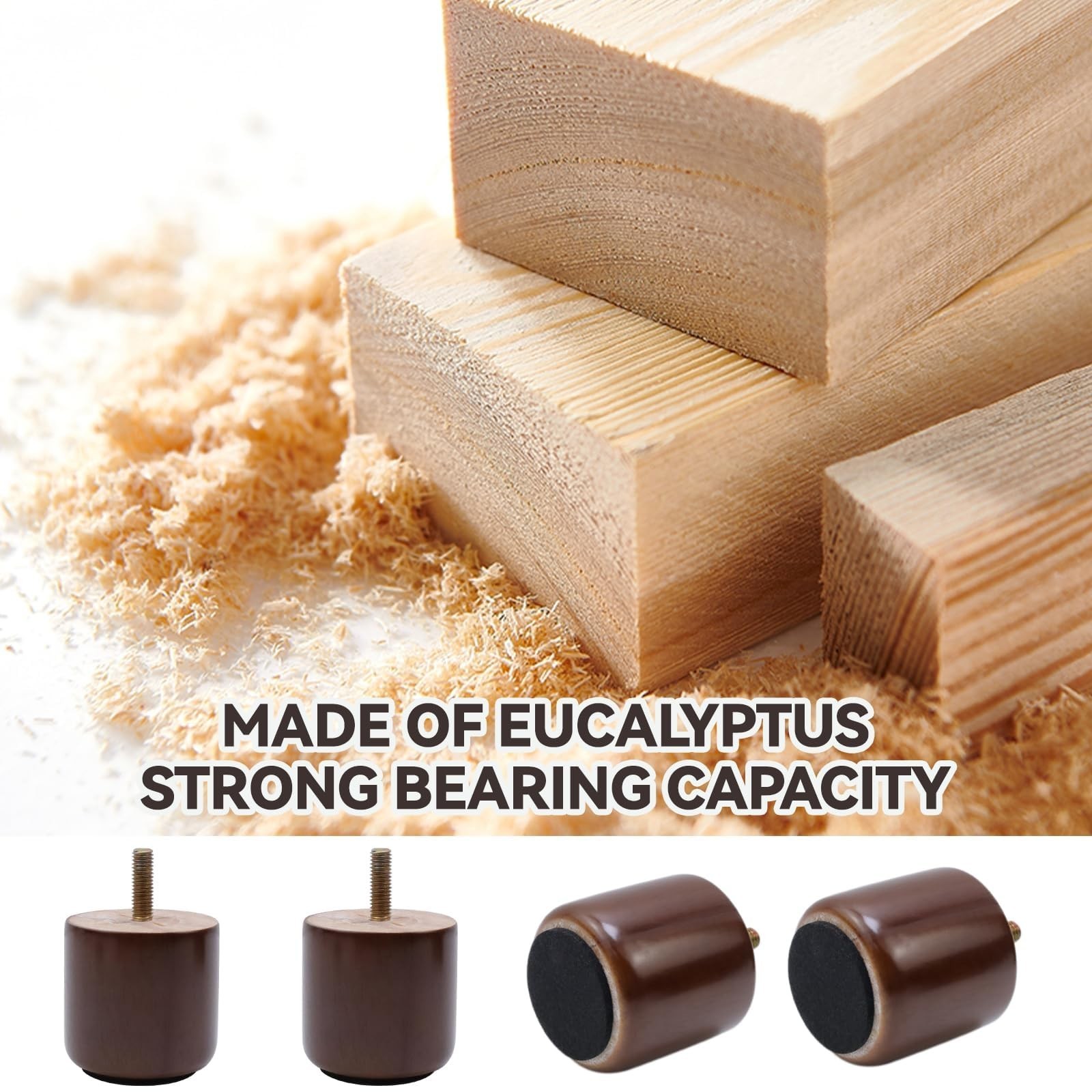 Round Wooden Furniture Legs 2 Inch Wooden Replacement Legs for Furniture Sofa...