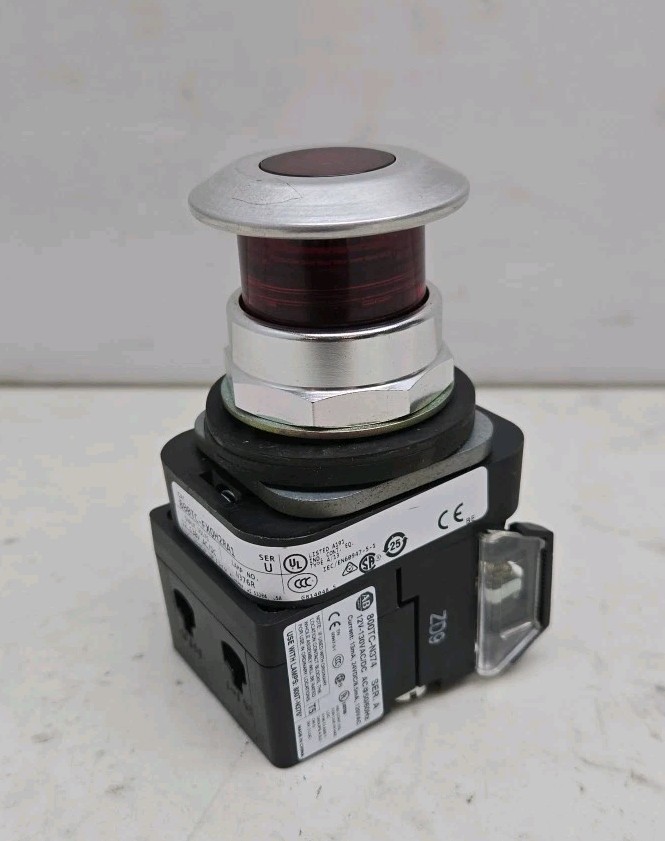 Allen Bradley 800TC-FXQH2RA1  LED Illuminated Emergency E-Stop Push/Pull 12-130V