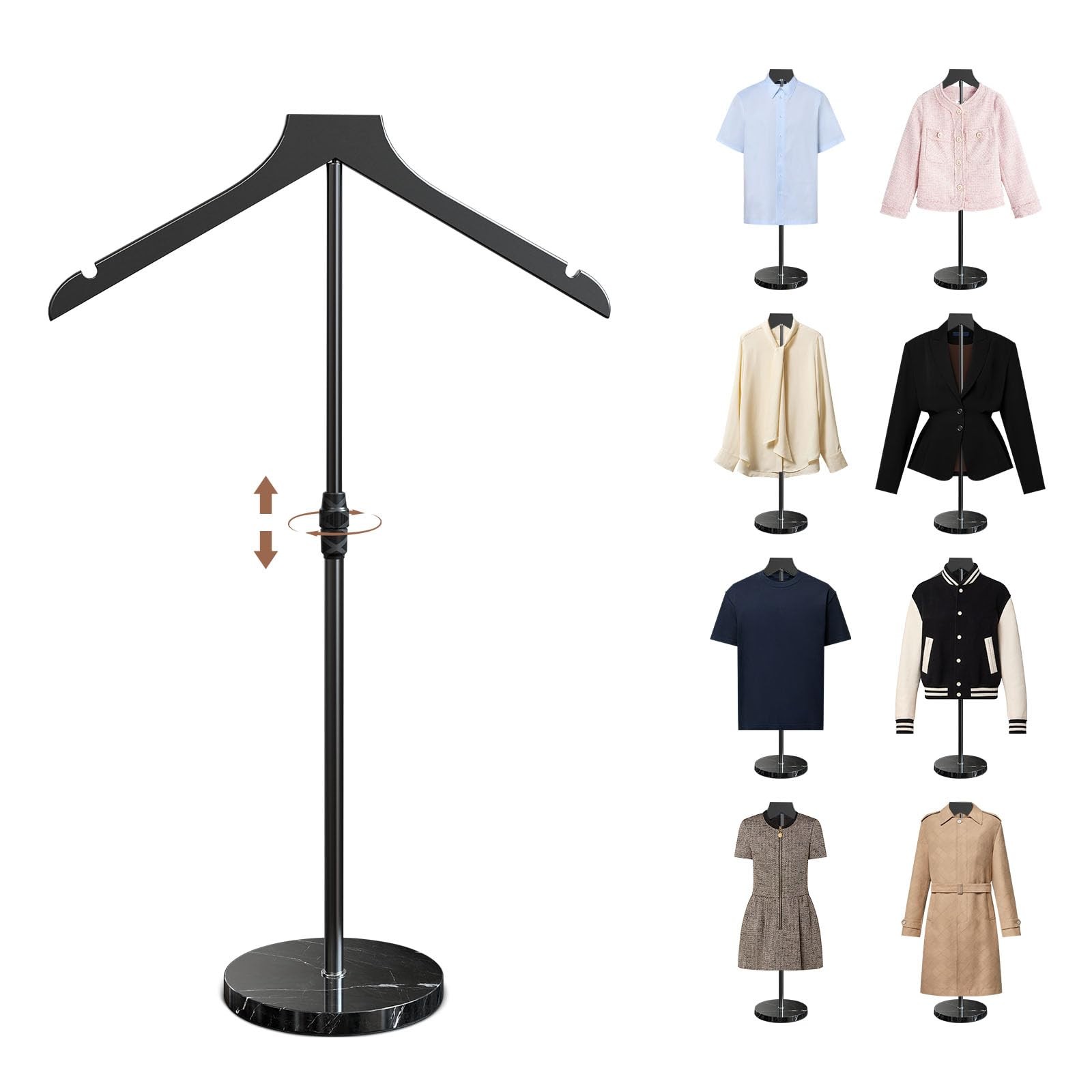 OLV Mannequin Torso with Marble Base, 18-34 Inch Adjustable Shirt Display Stand