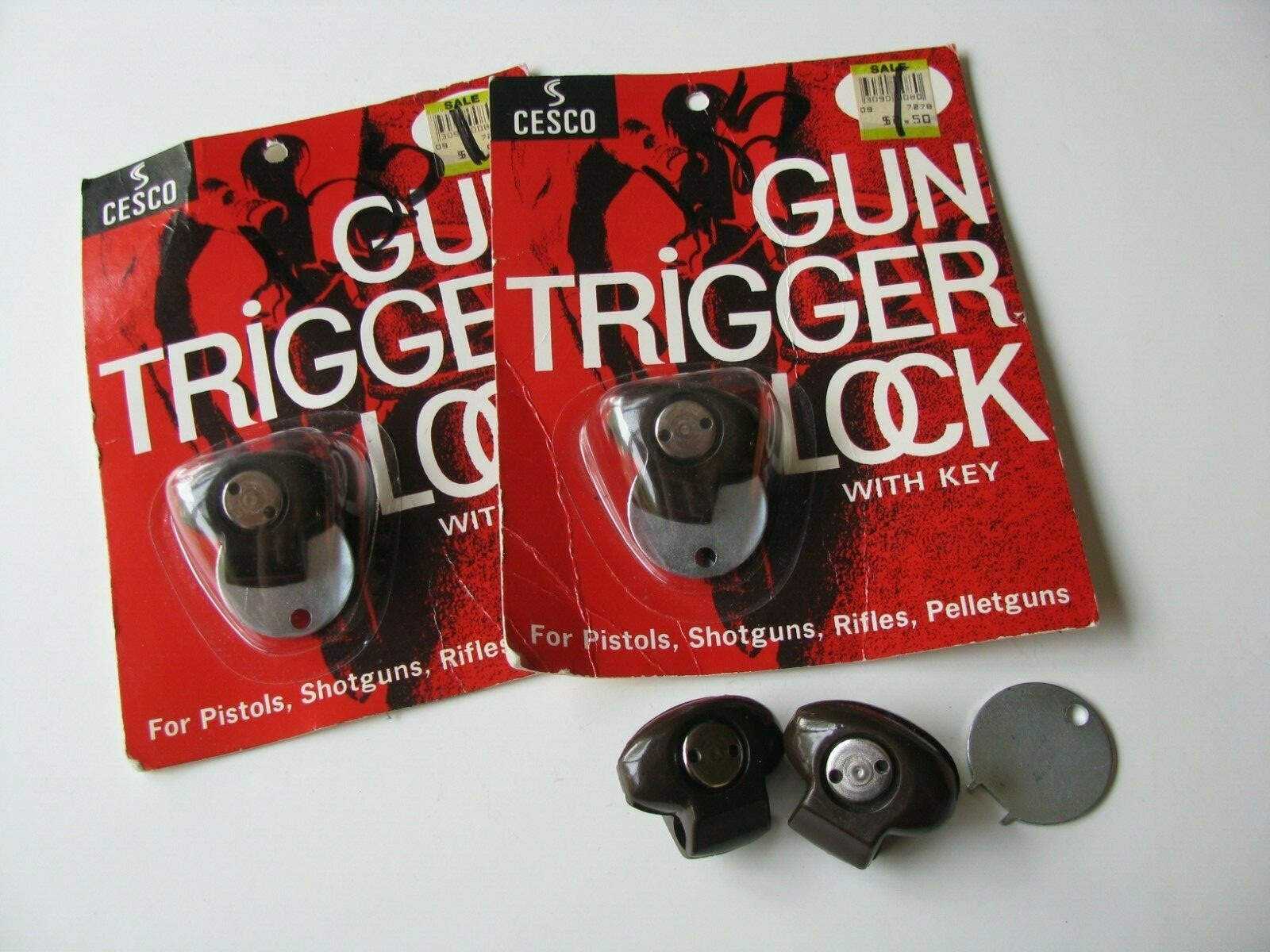 4pc Lot Set CESCO Gun Trigger Lock w/ Key for Pistols Shotguns Rifles Pelletguns