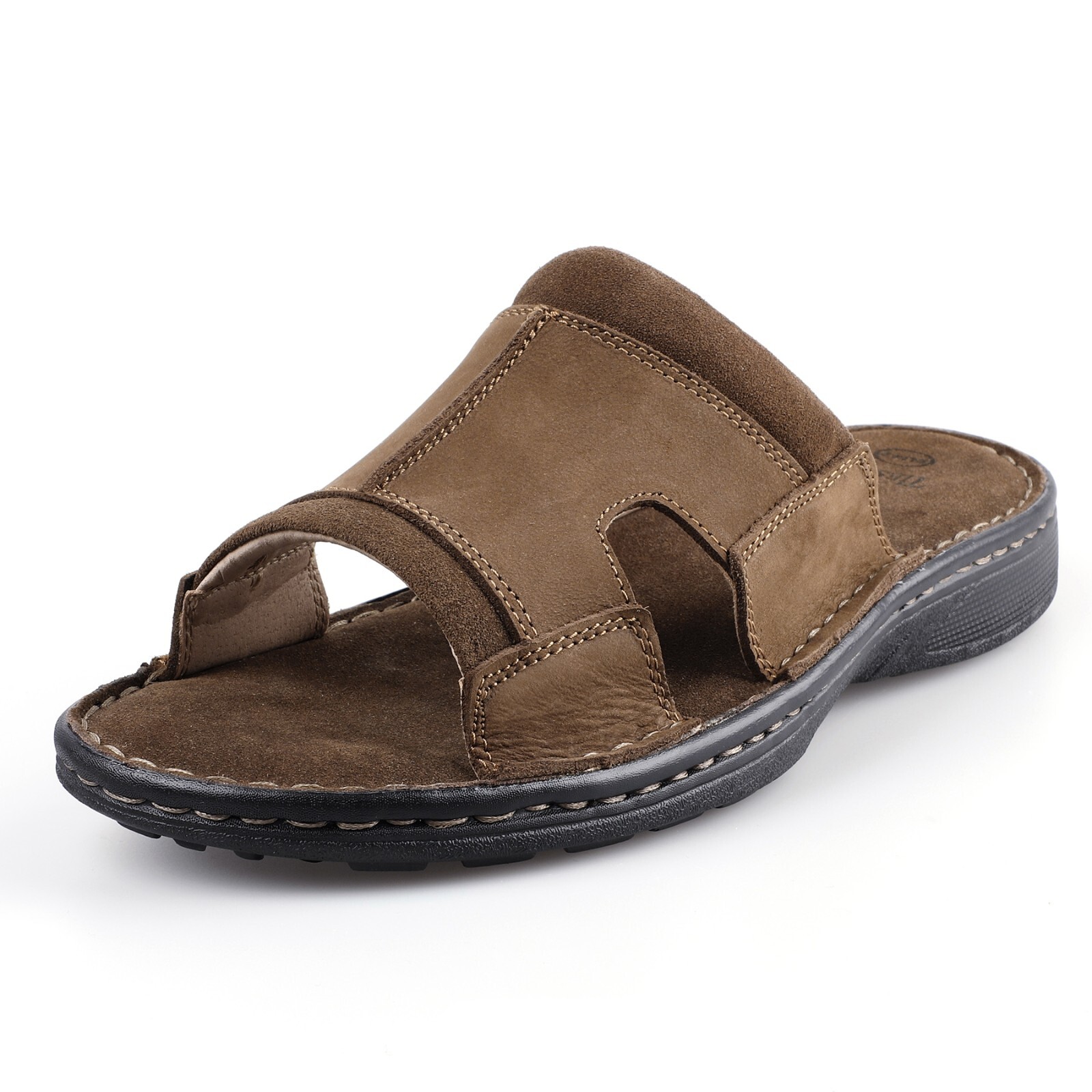 Tiestra Mens Leather Slide Sandals Casual Comfort Outdoor Slip-on Shoes Slippers
