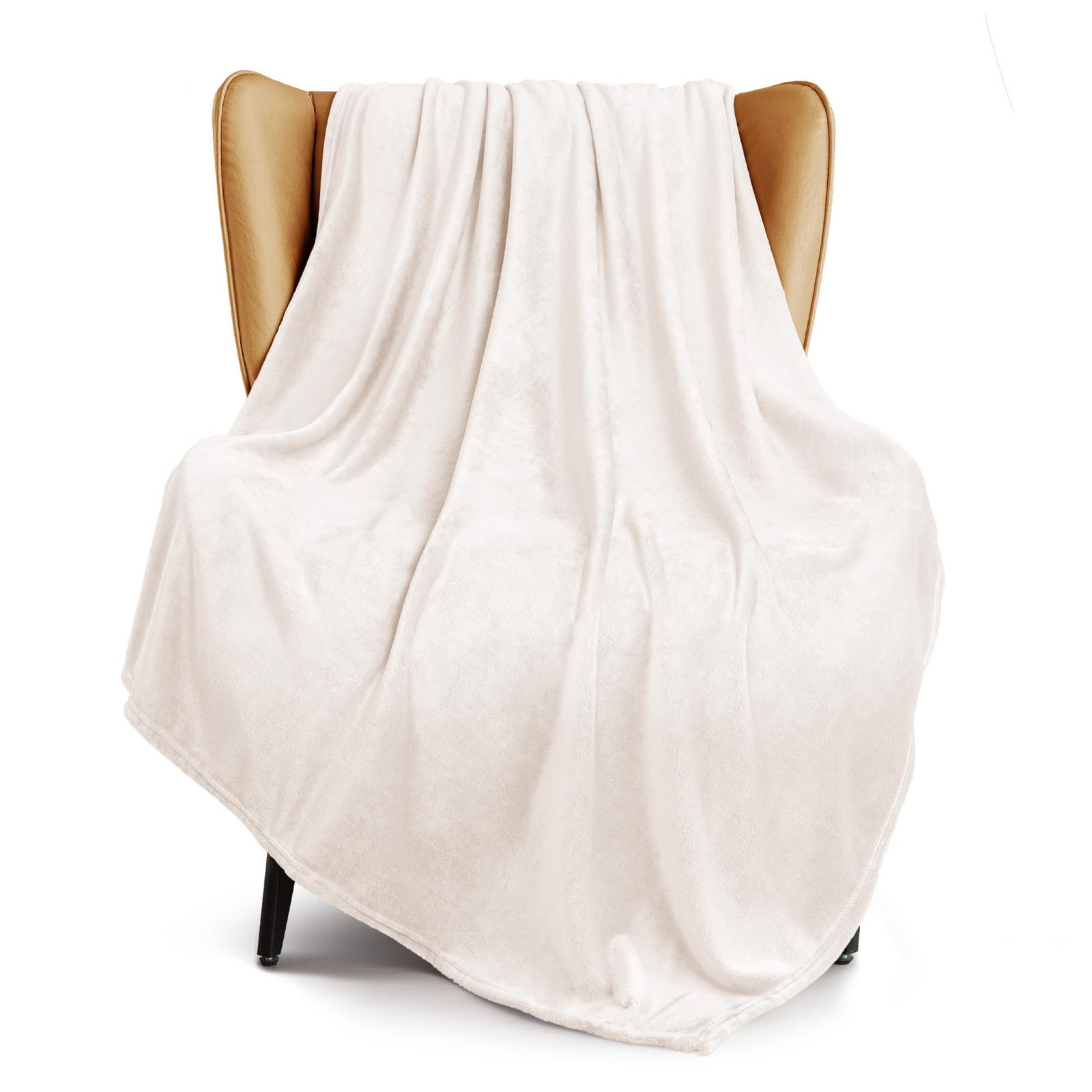 Exclusivo Mezcla Fleece Ivory Throw Blanket for (50" x 60"),