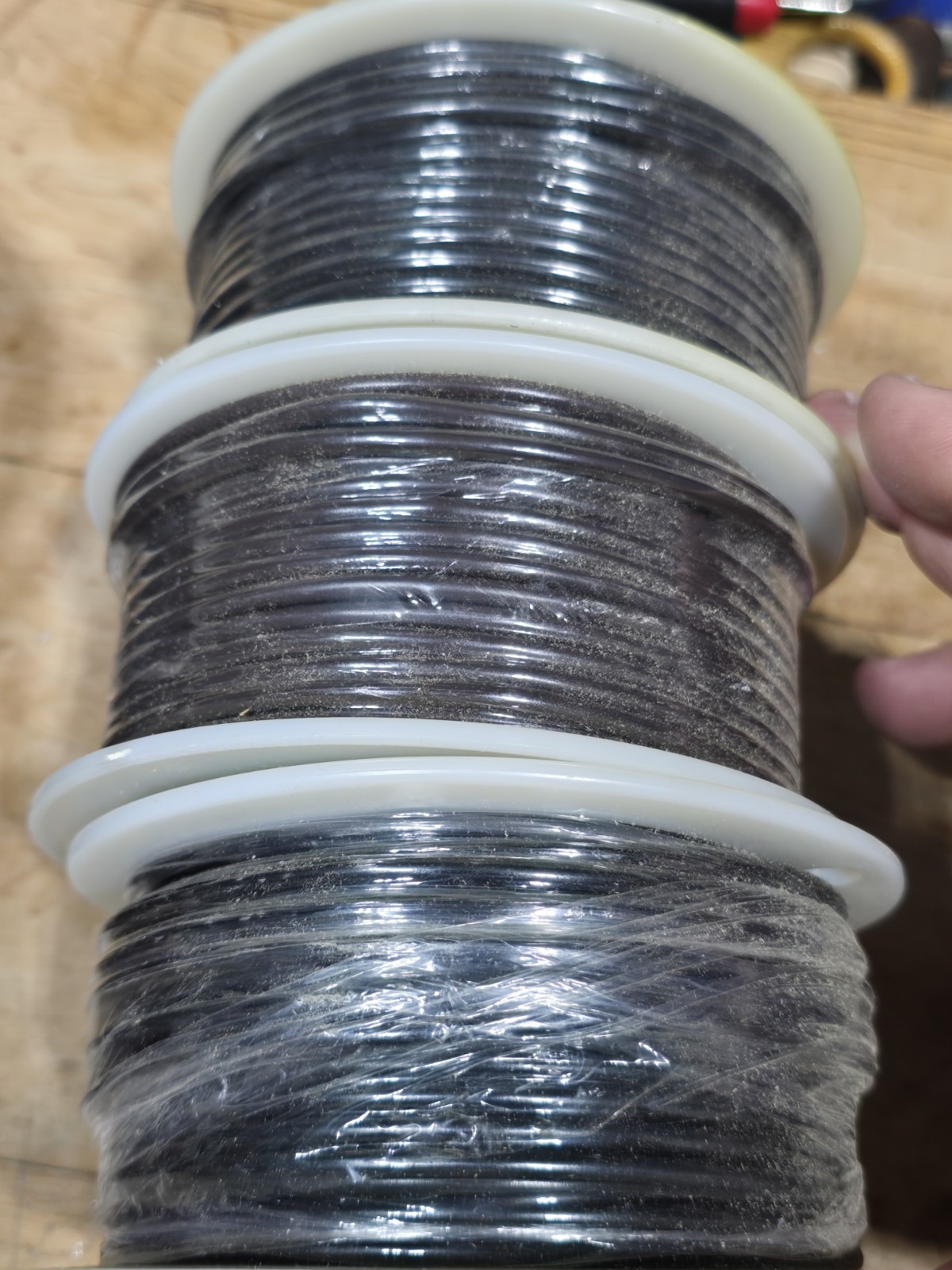 Lot Of 3 Electrical Primary All Copper Wire 12 Gauge 100 FT 3 BLACK REELS - USA