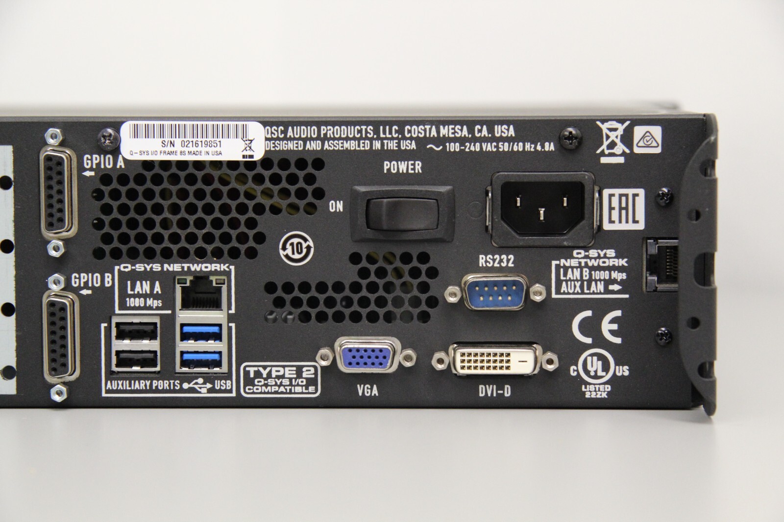 QSC Q-SYS I/O Frame 8s Integrated System Platform Shell No Cards