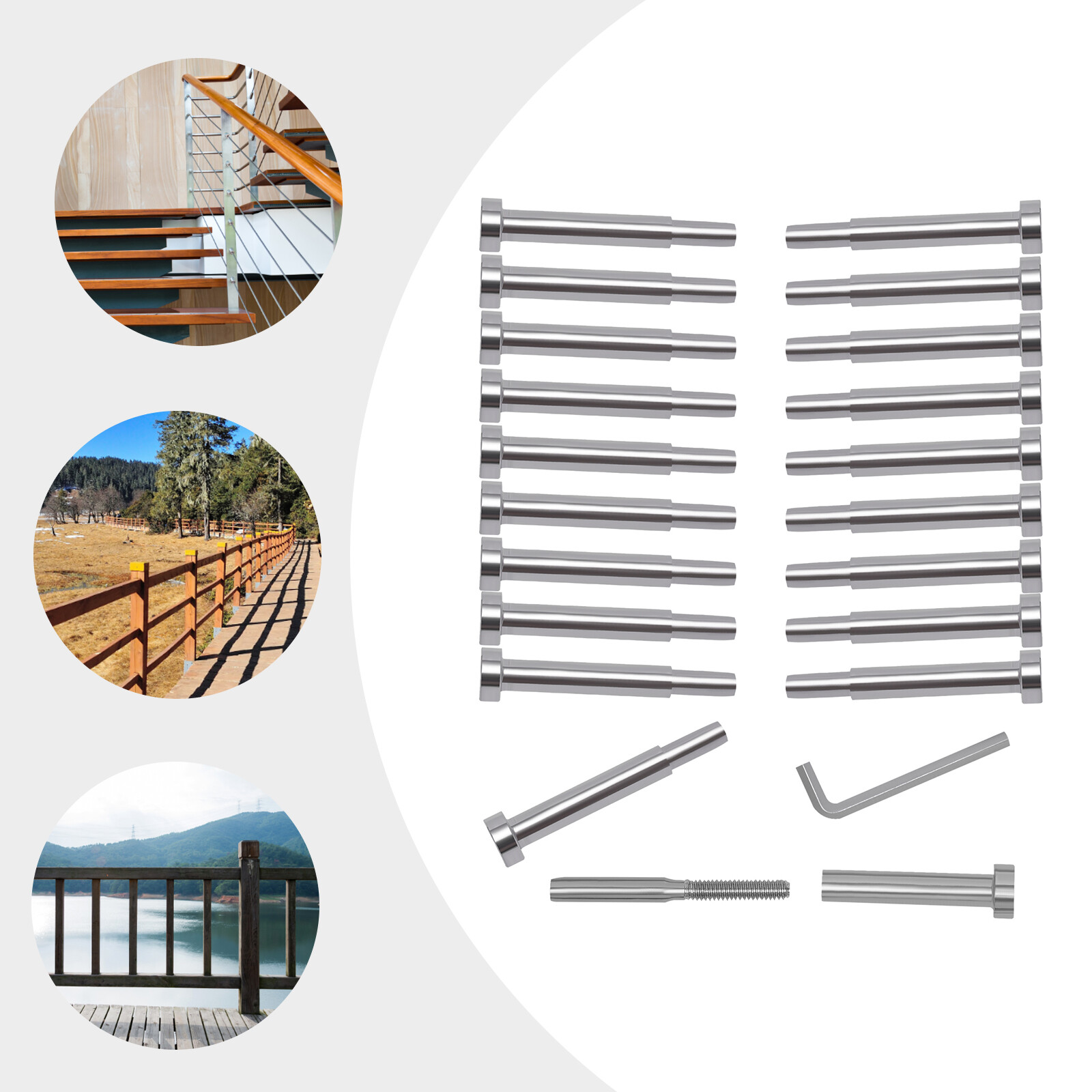 20Pcs T316 Stainless Steel Cable Railing Hardware Kit For 3/16" Wire Rope Cables