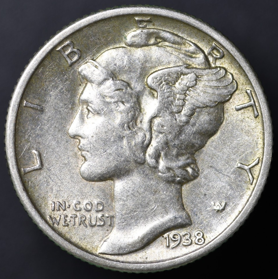 1938-P Mercury Dime UNC Mint State FSB FULL SPLIT BANDS  (#8565)