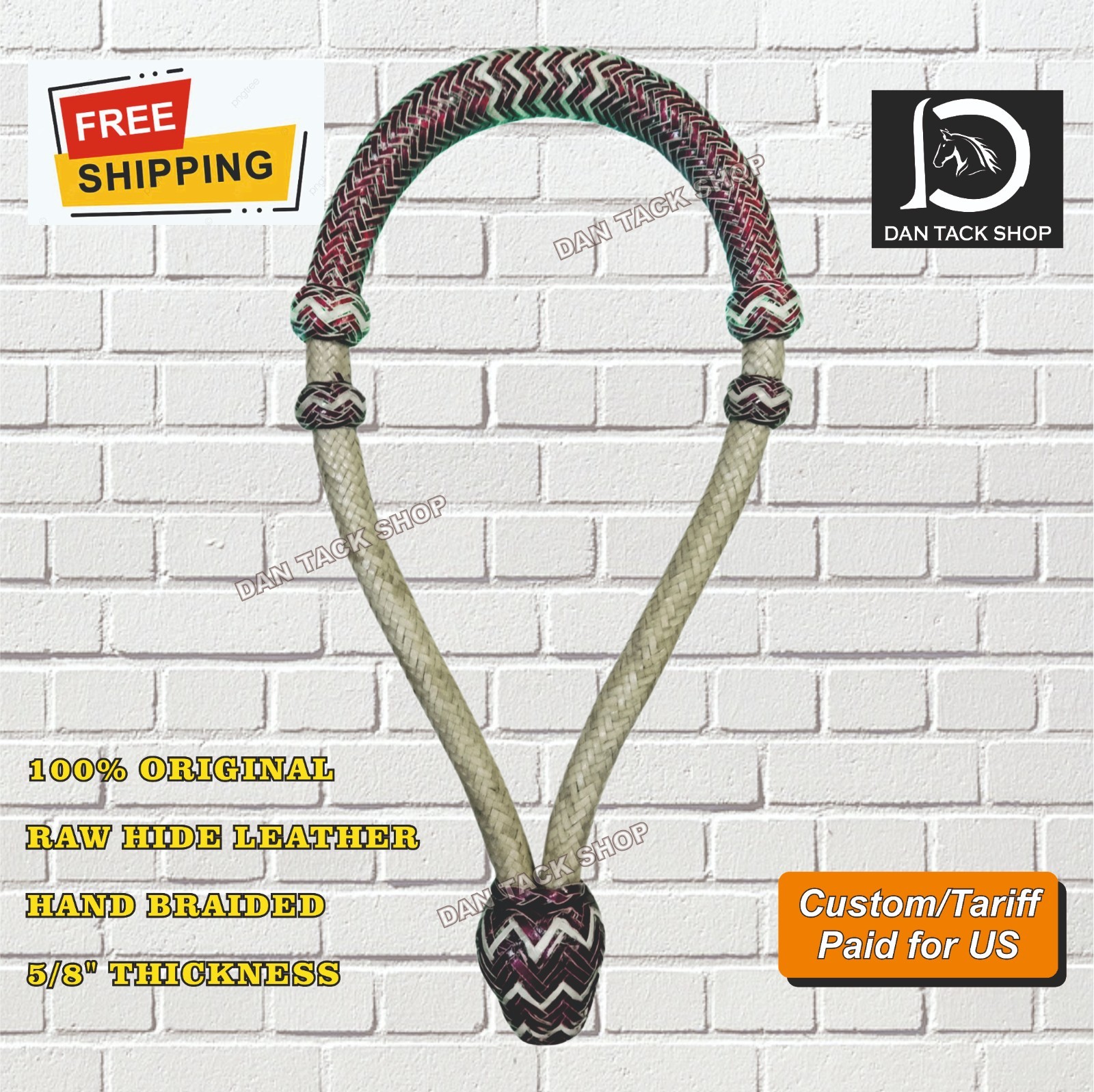Two Toned Natural Western BOSAL Hand Braided Raw Hide Horse Hackamore Bosal