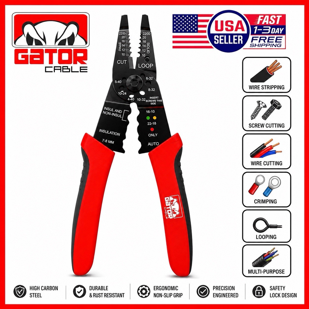 Wire Cable Cutter Crimper Stripper Multi Tool Pliers Shear Snip Grip Screw Cut