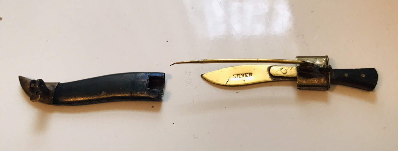 Vtg India Islamic Sikh Design Kirpan Dagger Khanjar Jambiya Curved Knife PIN