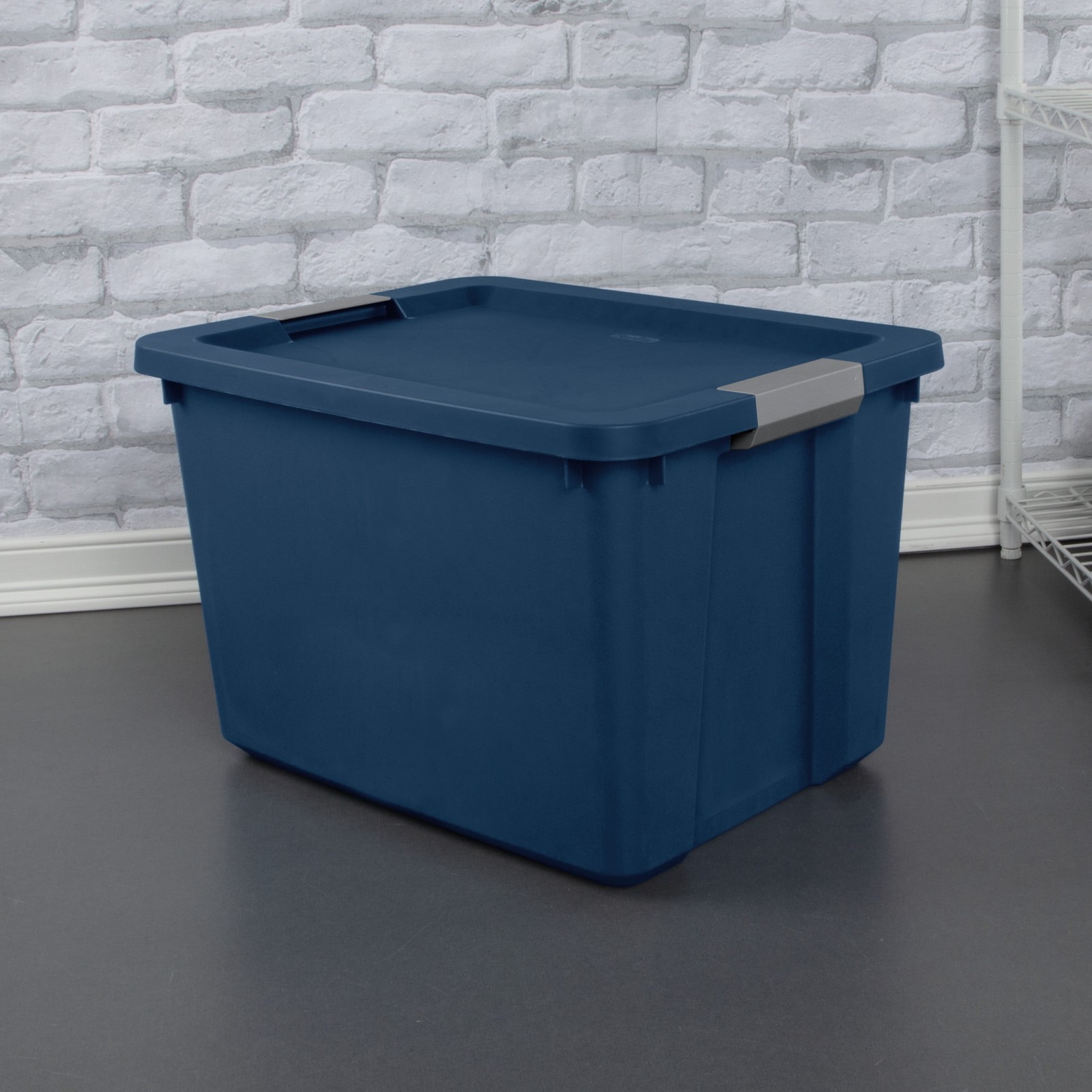 20 Gallon Large Storage Bin, Plastic Storage Container with Latch Lid, Blue