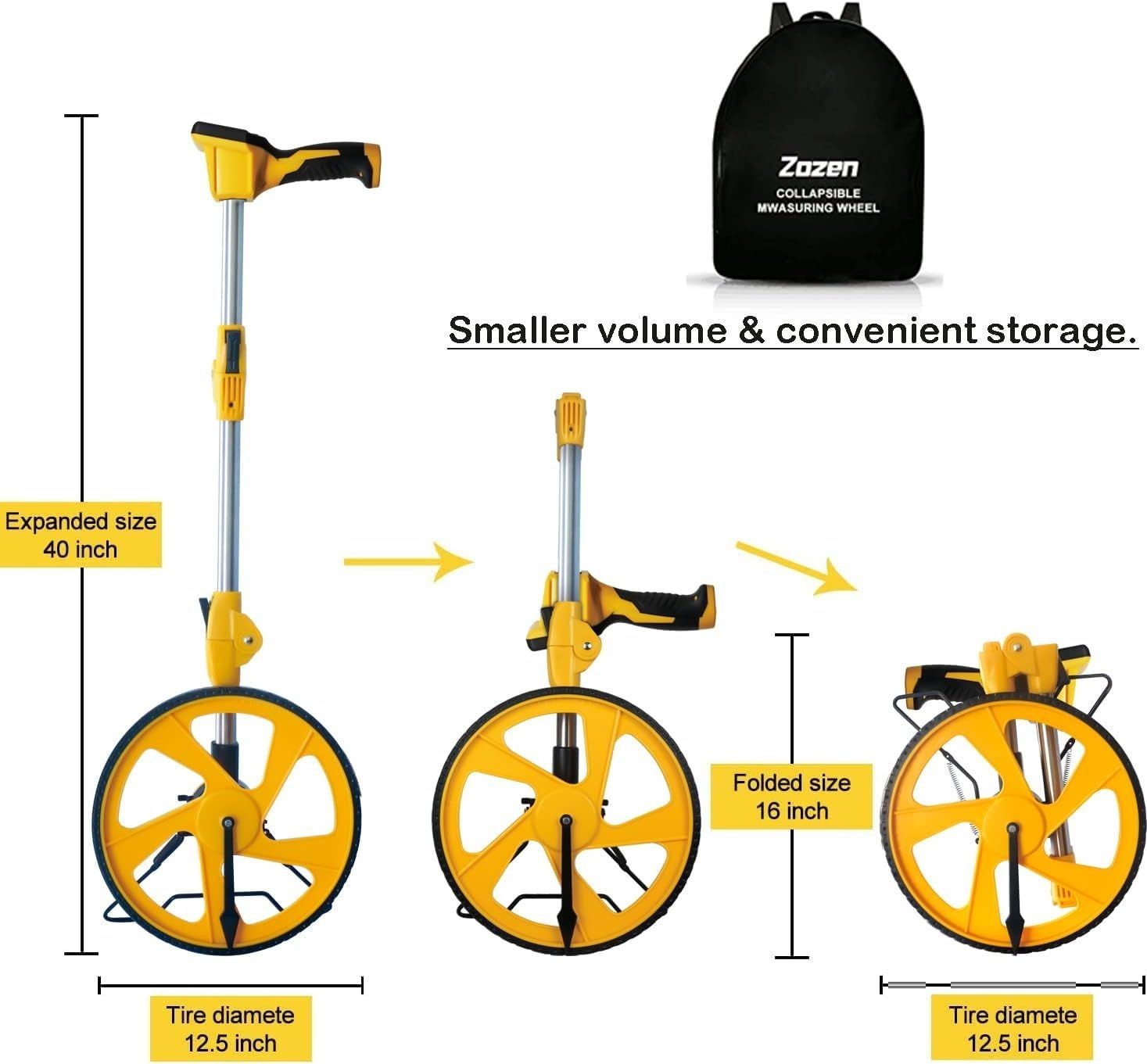 Measuring Wheel Digital Display, 3-Sections Foldable 12Inch Wheel