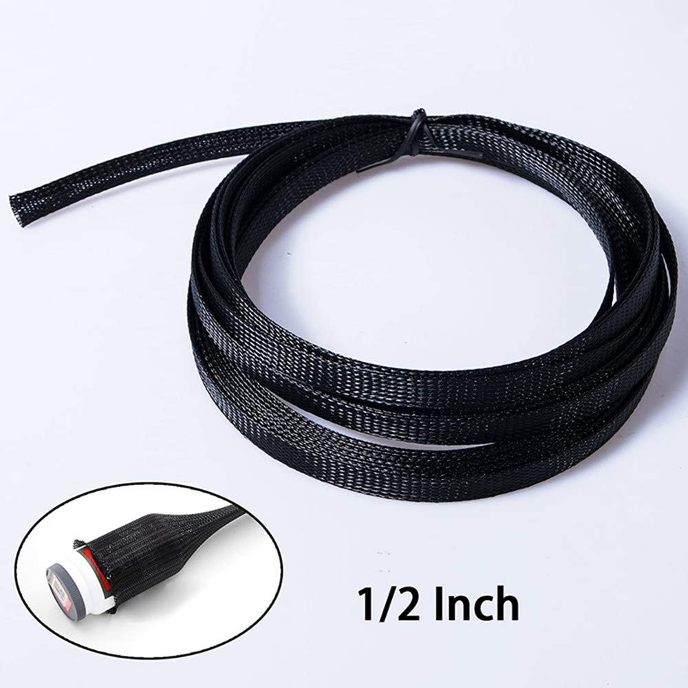 25ft - 1 Inch Cable Management Sleeve Protector,Wire Loom 1"-25ft, Black&Red