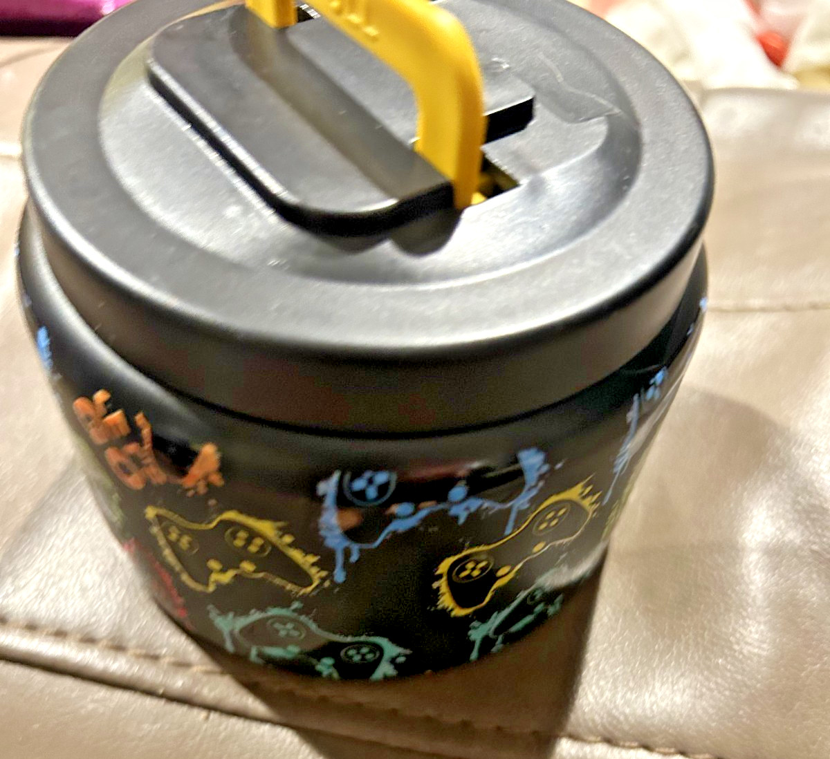 Gaming Jar Lets Go Controller Design Black Storage Container 3.5”