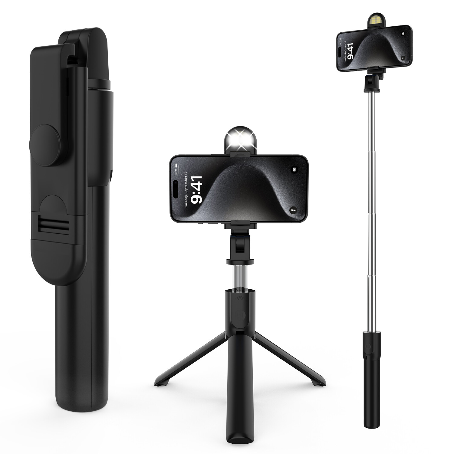 Selfie Stick Tripod Bluetooth Wireless Remote Stand For iPhone 15 Pro Max 14 13