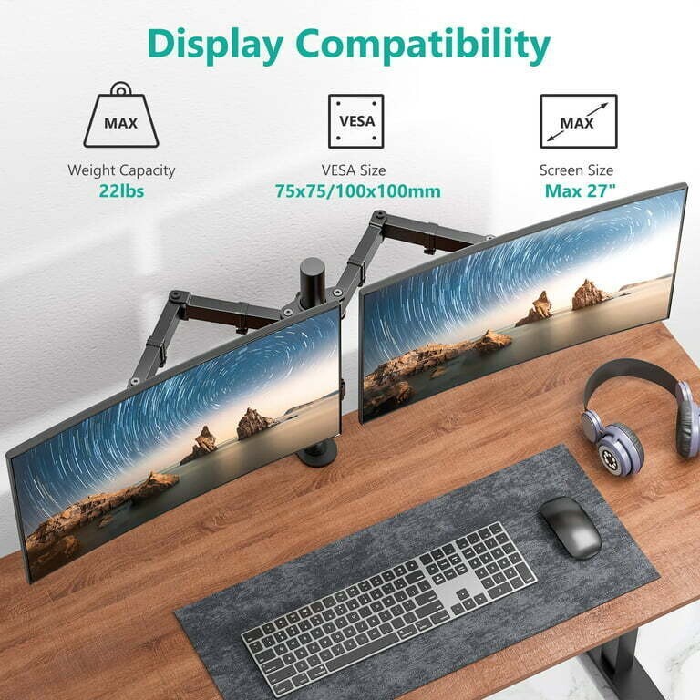 DUAL Dell HP Matching 24" Widescreen LCD Monitors w/ Stand Cables VGA Gaming
