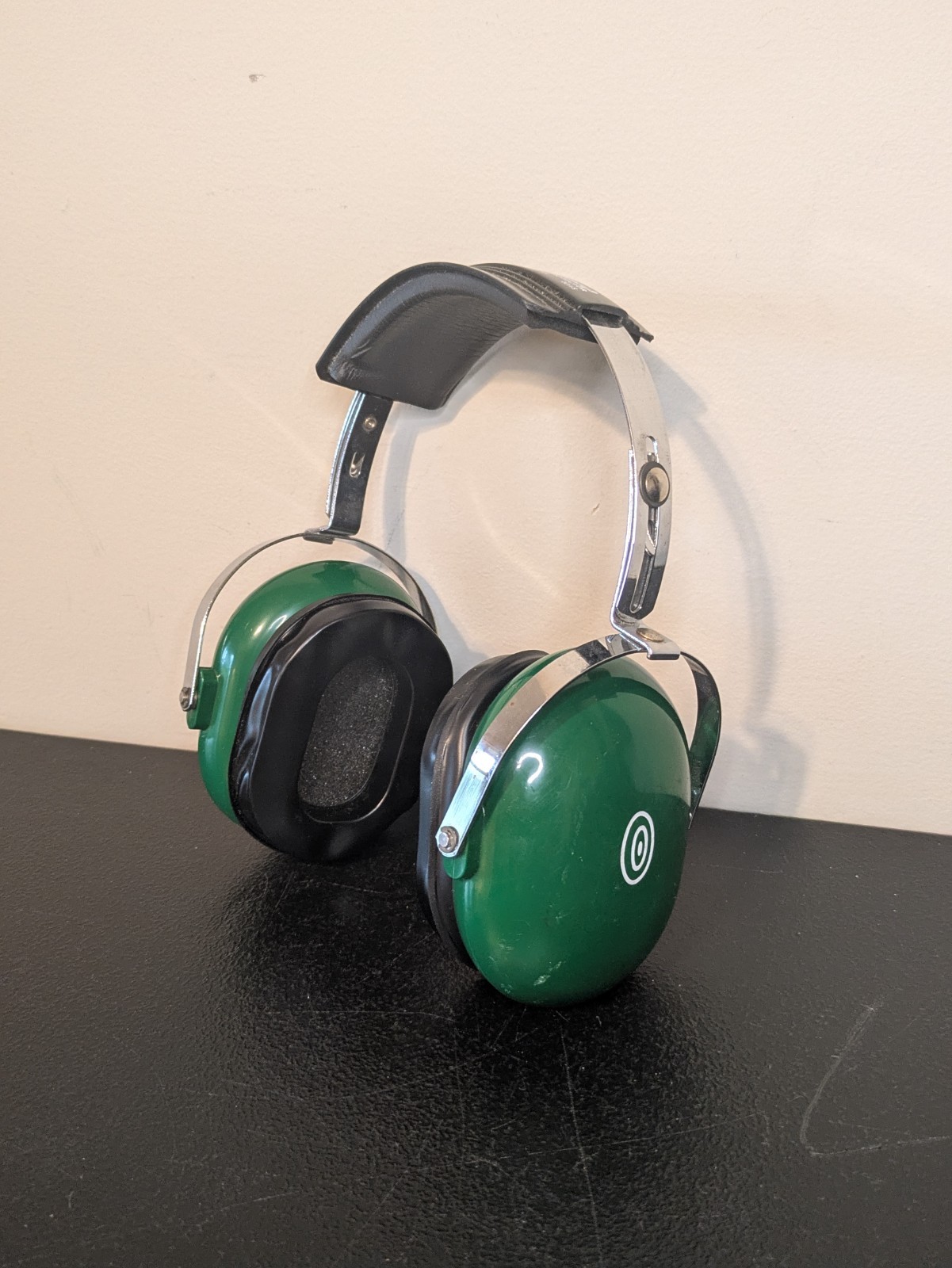 Vintage David Clark Green Straightaway Model 10AS Hearing Ear Protector Earmuffs