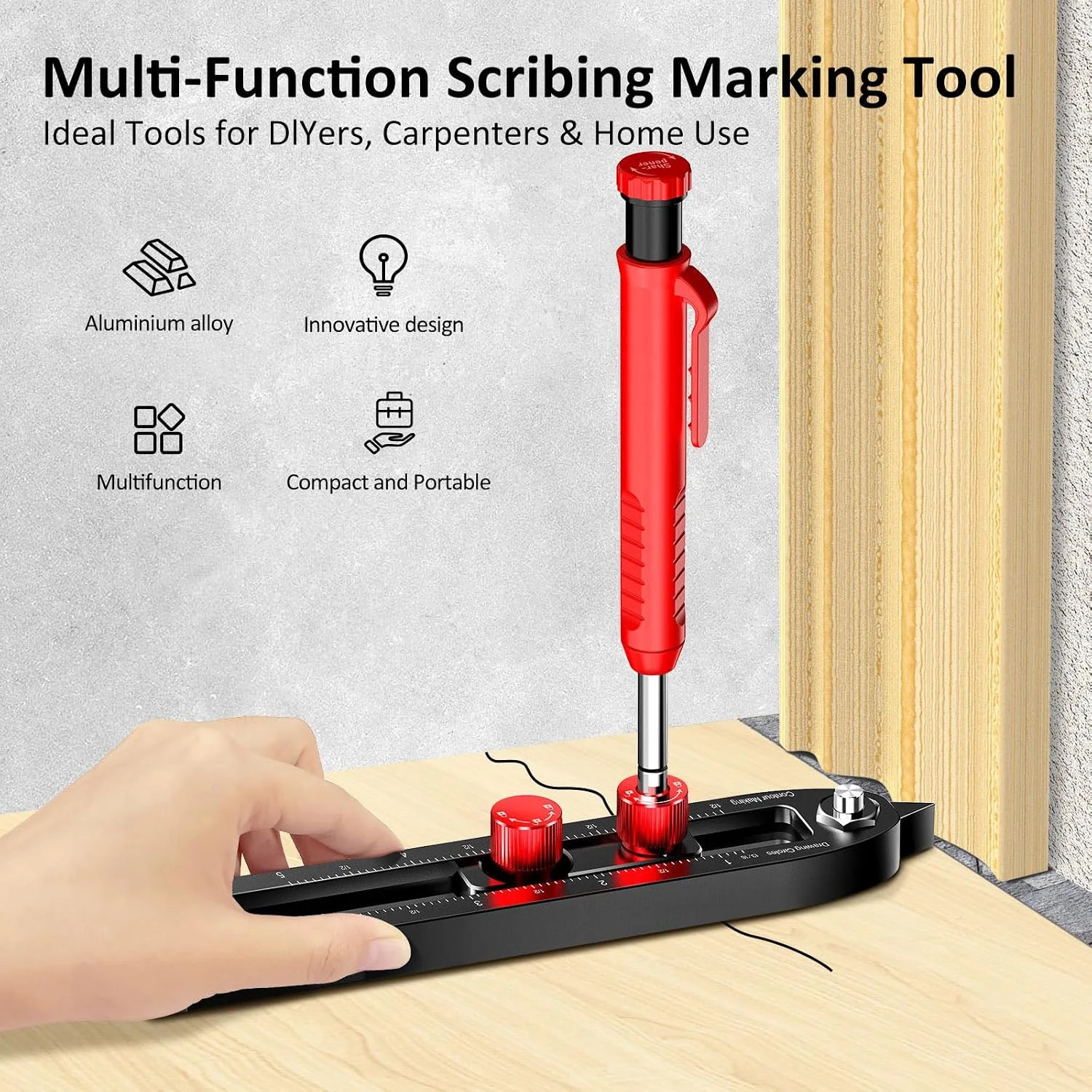 ARTYMASTER Multi-Function Scribing Tool, DIY Woodworking Scriber Line Maker, Por