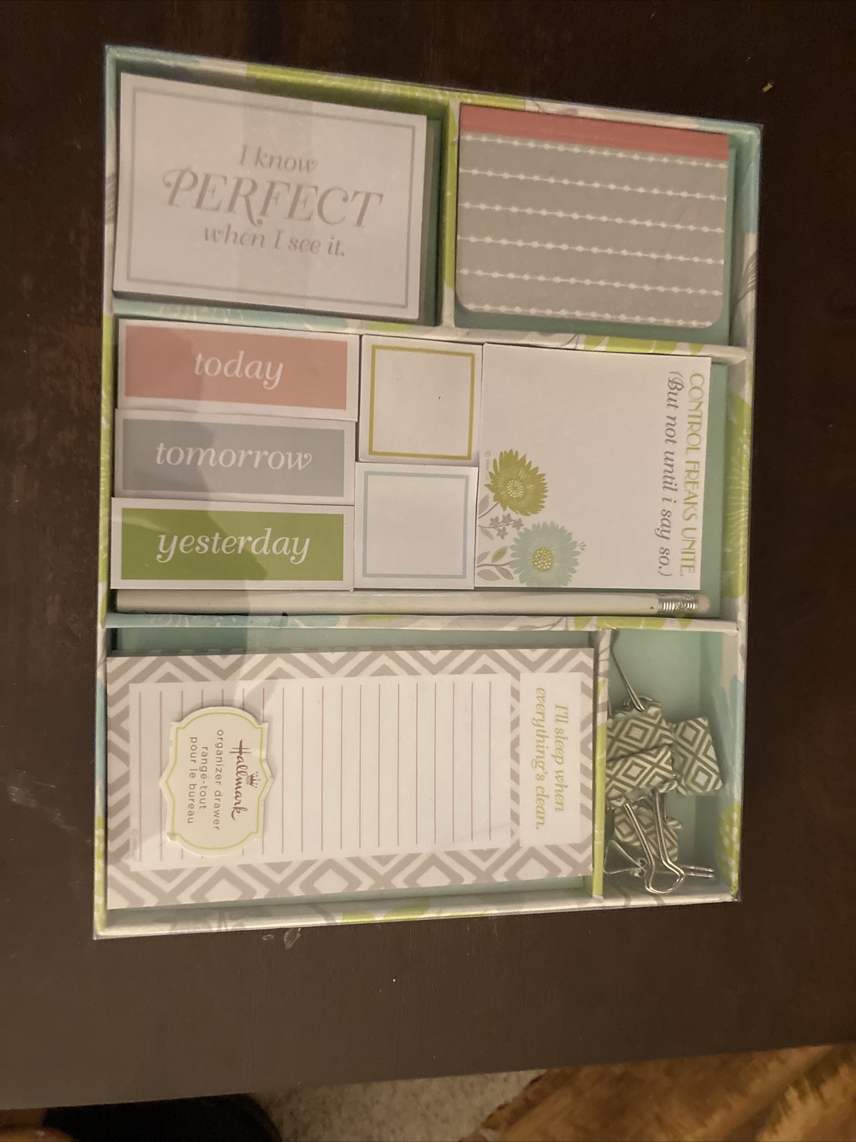 Hallmark - Organizer Drawer, Journal Notepad, Binder Clips, Self-Stick Notepad