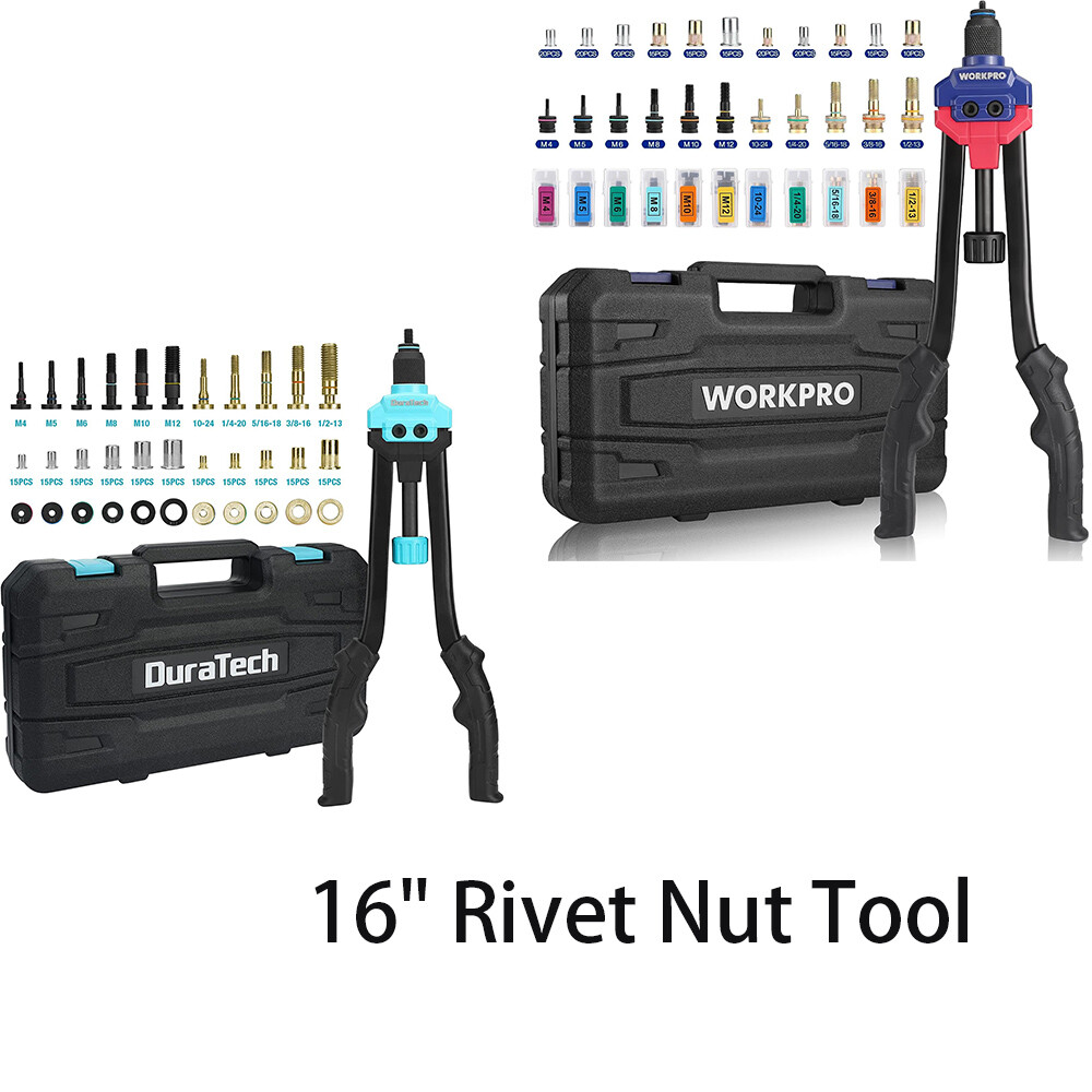 16" Rivet Nut Tool with 11PCS Metric & SAE Manual Riveter with Carrying Case