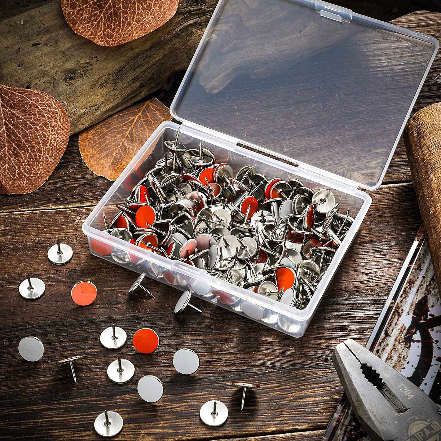 200 Pack White and Orange Reflective Tacks Trail Marking Tacks Glow Tacks