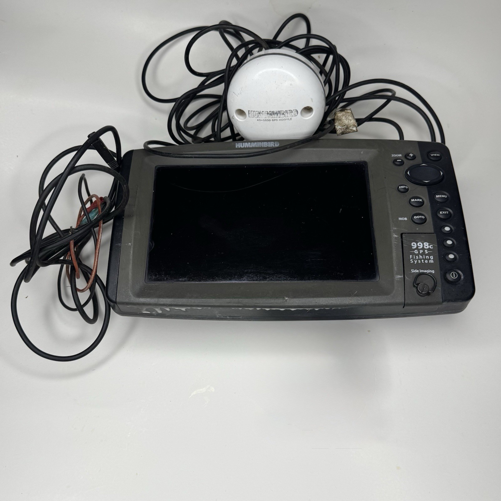 Humminbird 998 c SI Head Unit, Hummingbird AS GR50 Antenna, Power Cables READ!