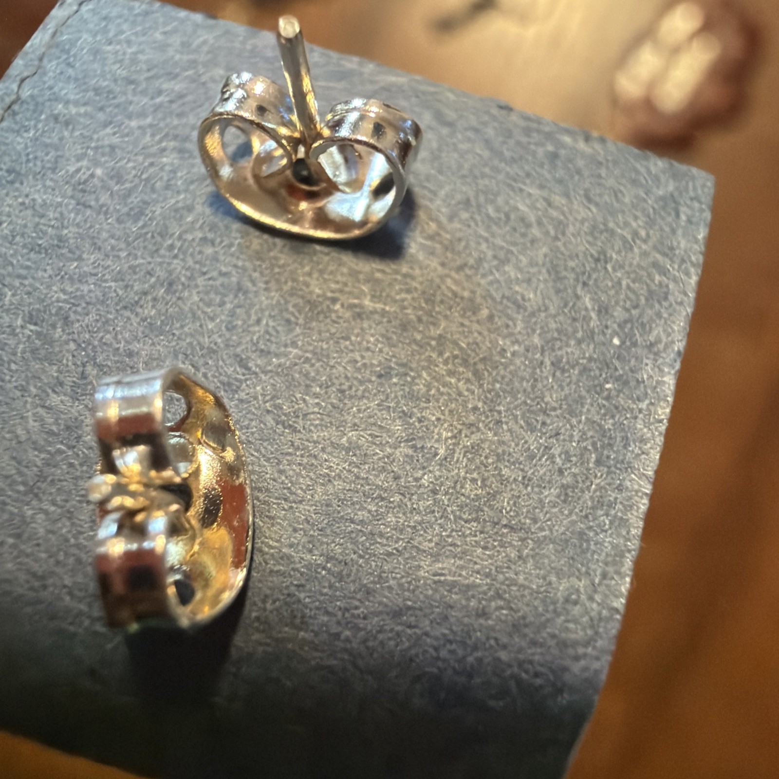 Vintage Deft Blue Clog Windmill Earrings Silver Studs