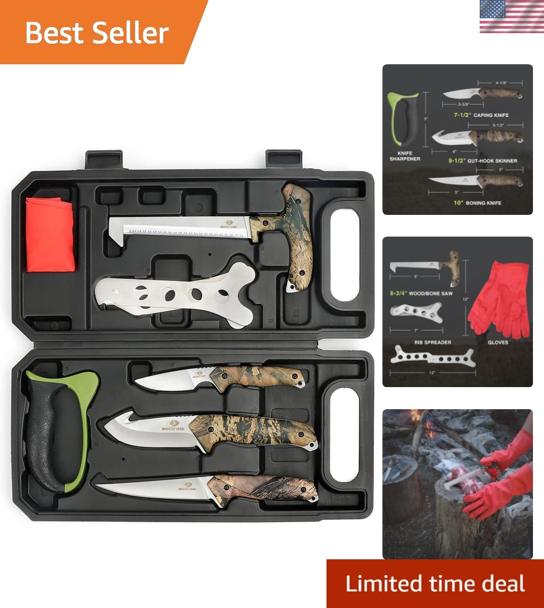 Hunting Field Dressing Kit - Portable Butcher Game Processor Set 8-Piece