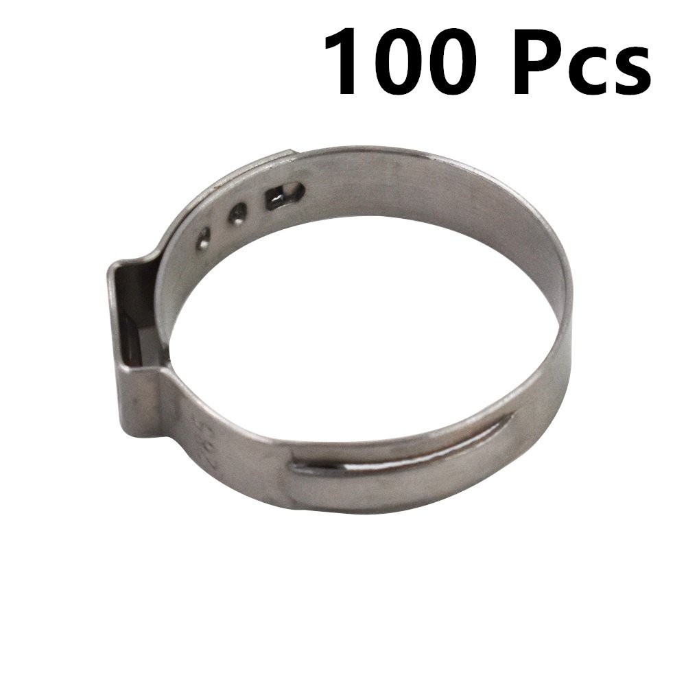1" Stainless Steel Clamp Cinch Ring Crimp Pinch Fitting Tubing NEW 100 Pcs