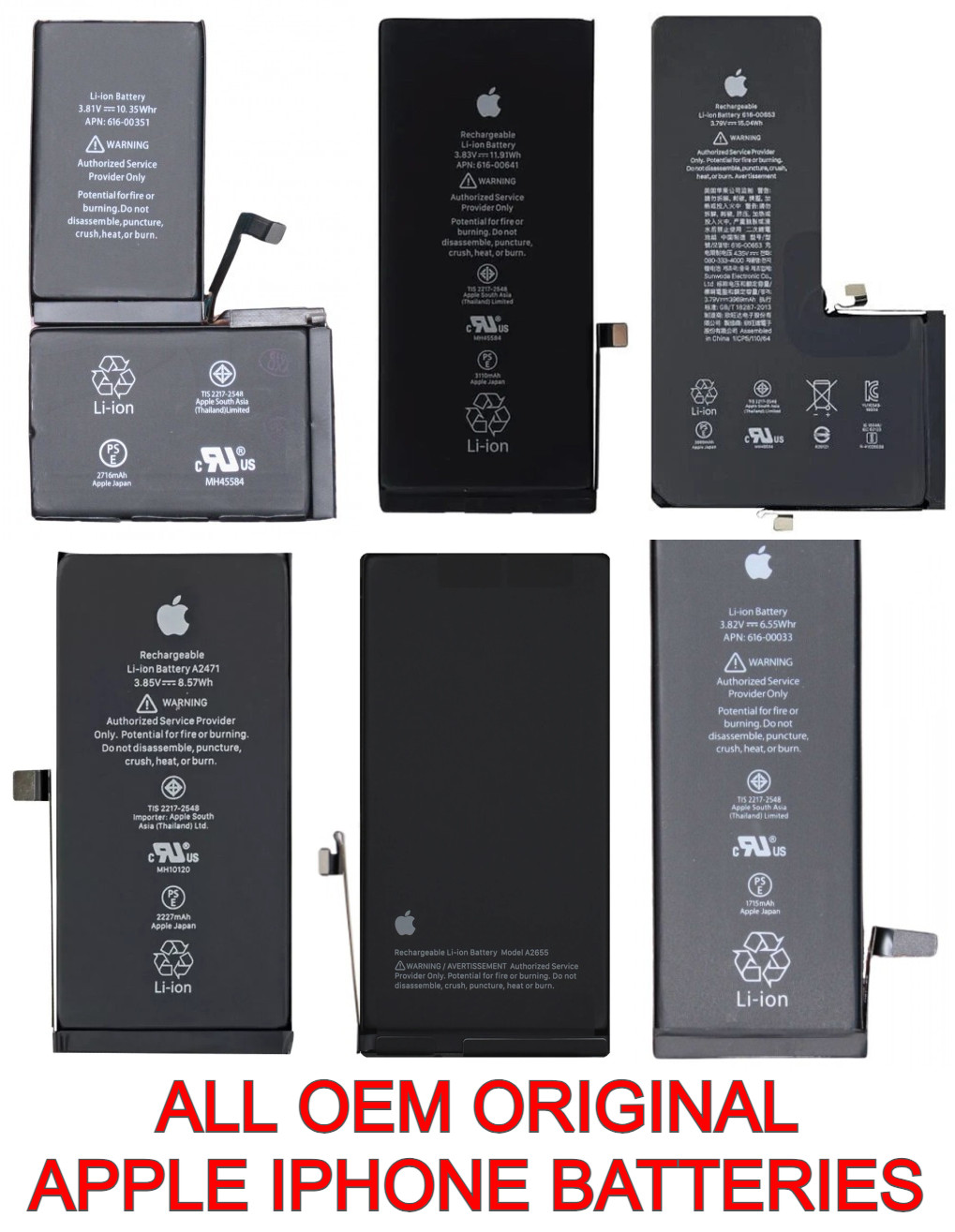 OEM Apple Battery Replacement For iPhone XR 11 12 13 14 15 16 Pro Max * ORIGINAL