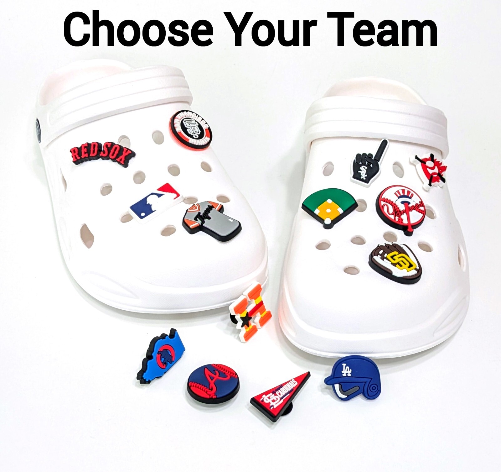 MLB SHOE CHARMS (14 pieces each) Baseball Gift Set Lot (Choose Your Team!)