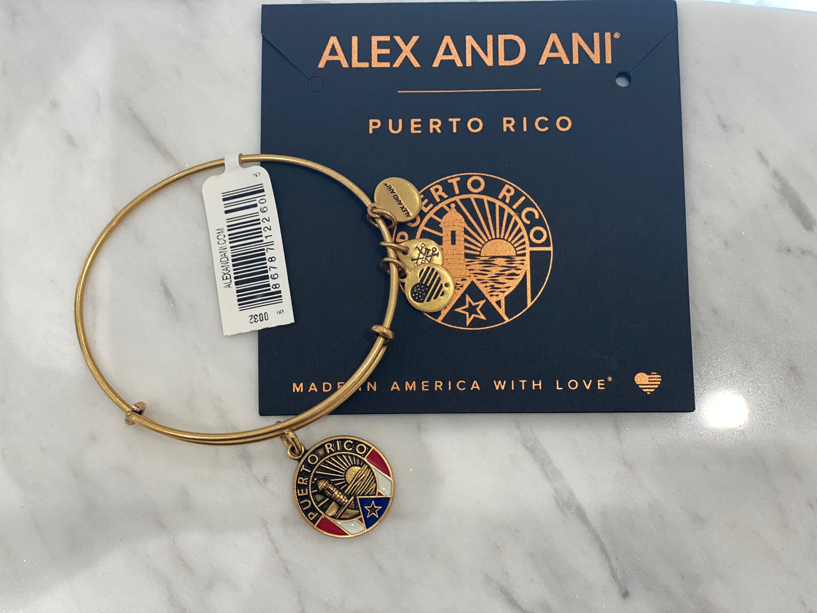 New Alex And Ani Puerto Rico Adjustable Bangle Bracelet